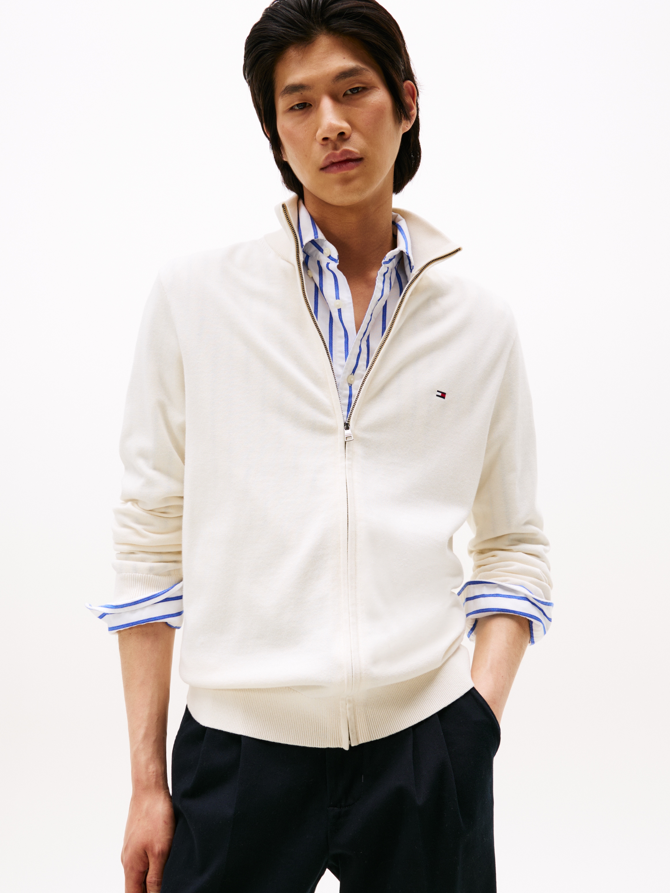 Tommy Hilfiger Strickjacke »ESSENTIAL COTTON ZIP THRU«