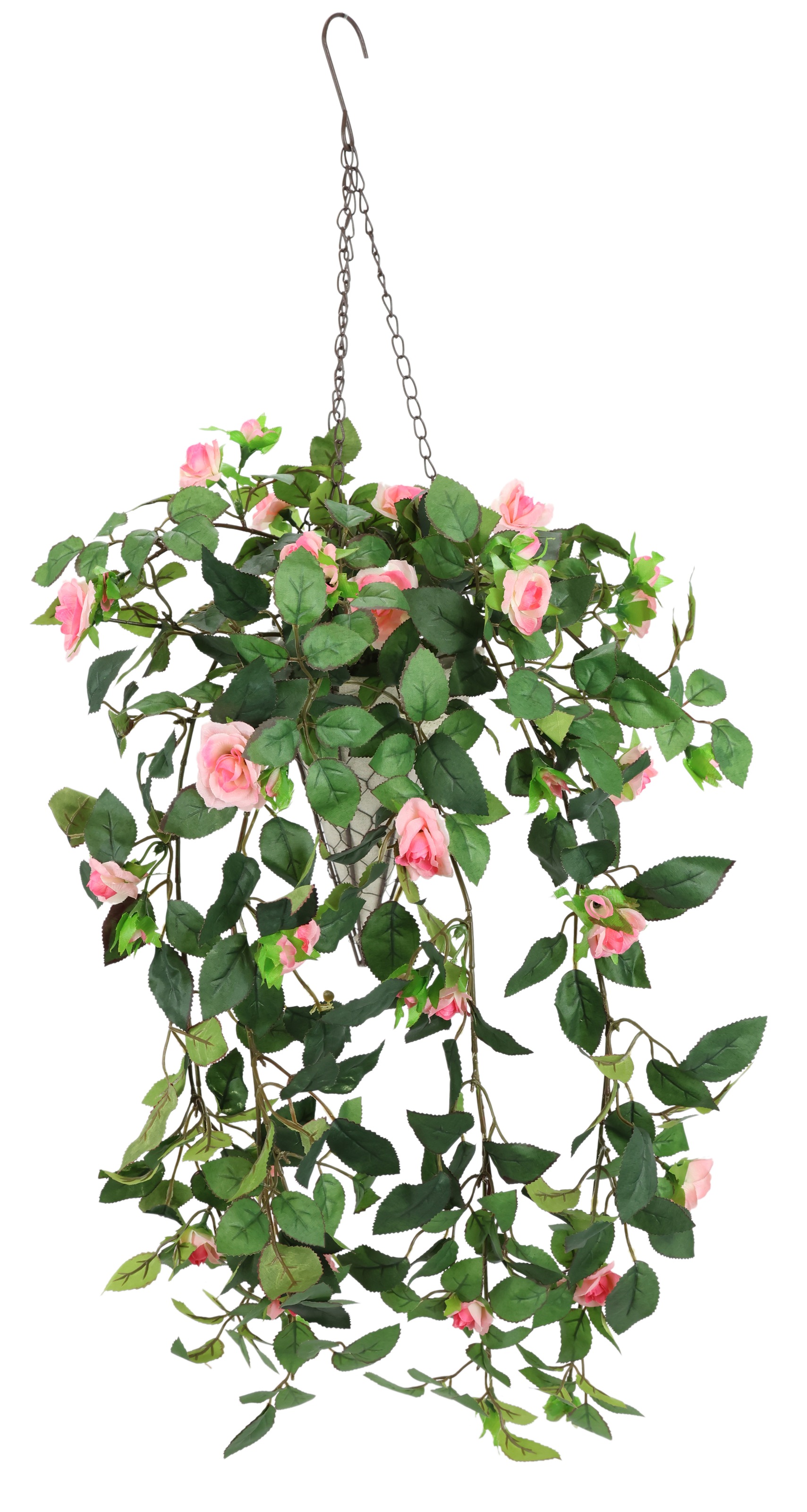 I.GE.A. Kunstpflanze »Künstlicher Rosenbusch im Korb«, Rosen Deko Kunstblumen Seidenblumen Blumen Blumengirlande Rosenranke