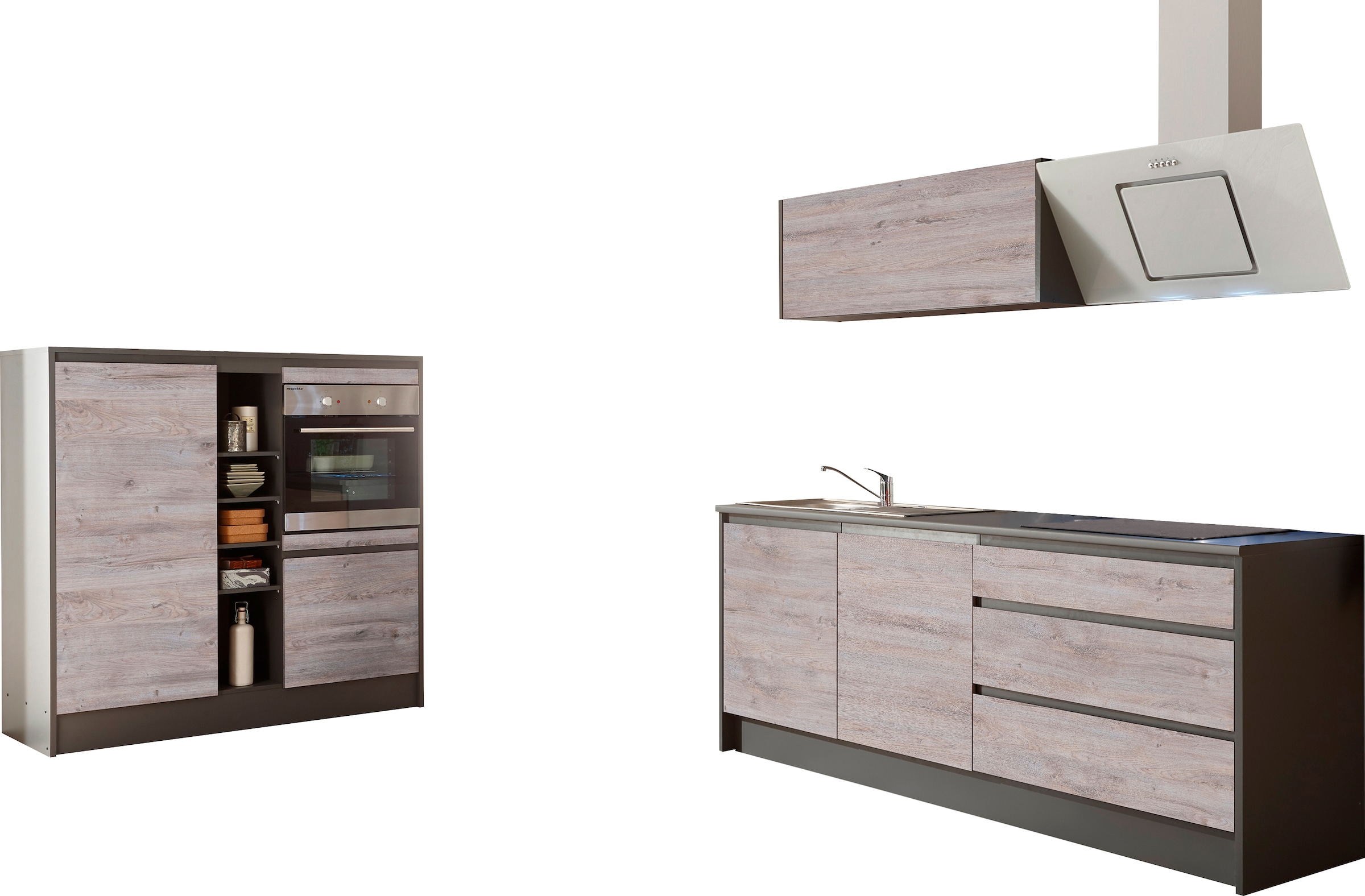 Küchenzeile »Less«, ohne E-Geräte, Breite 210 cm + 150 cm