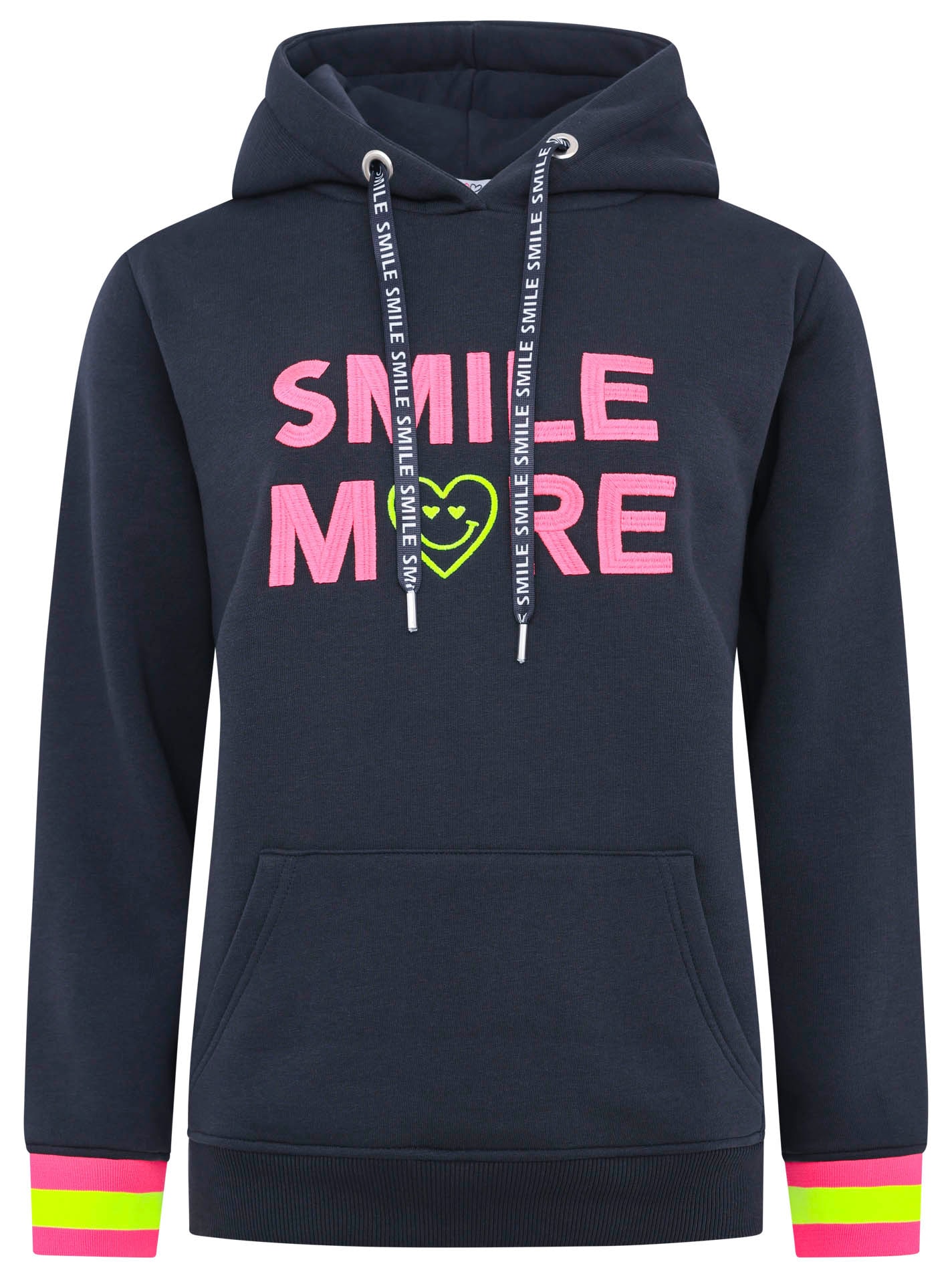 Zwillingsherz Hoodie »"Smile More"«, miz fröhlicher Stickerei und Neonbündchen