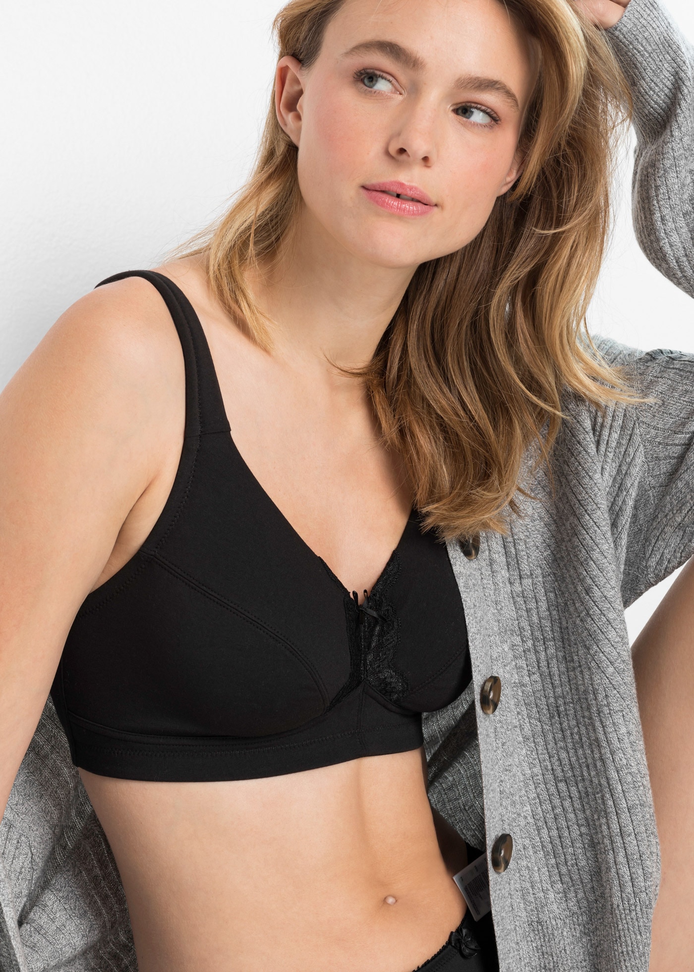 bonprix Büstenhebe »BH ohne Bügel mit Baumwolle (2er Pack)« Packung, 2, 2 Stk. im praktischen Zweierpack, mit Haken-Ösen-Verschluss