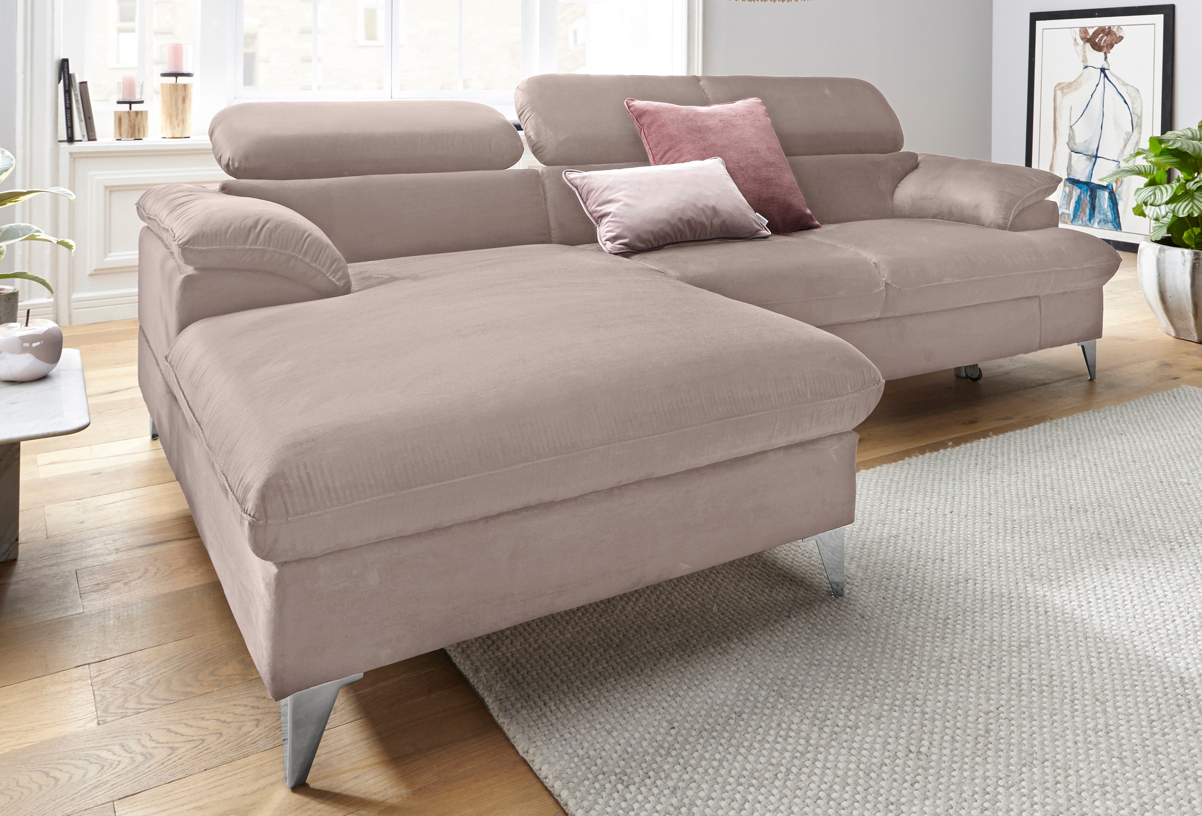 COTTA Ecksofa "Caluso L-Form" mit Kopfteilverstellung, wahlweise mit Bettfu günstig online kaufen