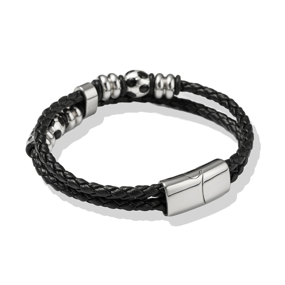Firetti Armband »Schmuck Geschenk Edelstahl Leder Armschmuck Armkette Fußball«