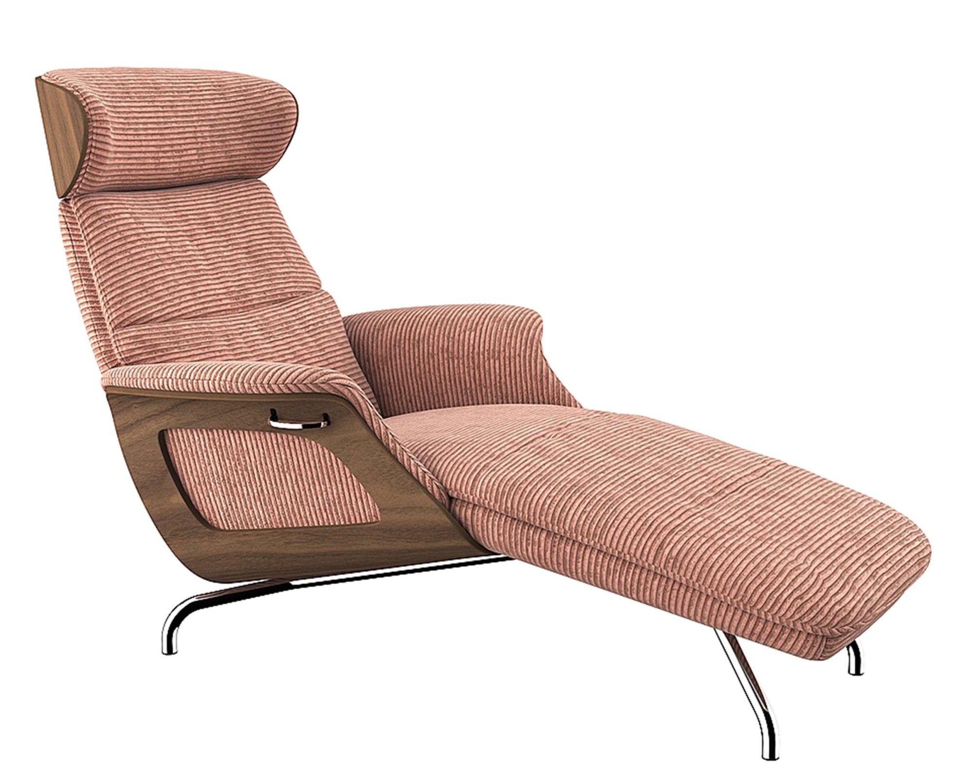FLEXLUX Loungesessel »Clement Chaislongue, Relaxstuhl, Liegesessel,«, Rücken- & Kopfteilverstellung, Armlehne, Walnuss, Fuß Alu