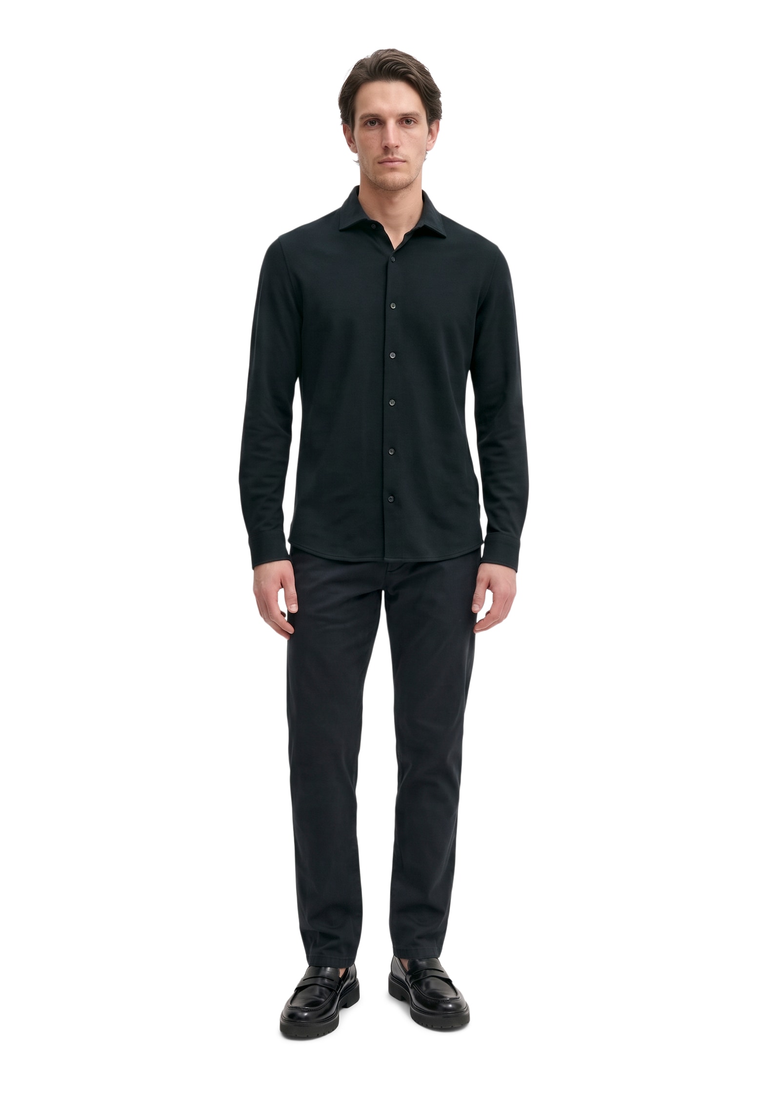 Marc O'Polo Langarmhemd Shaped Fit, mit feiner Piqué-Struktur