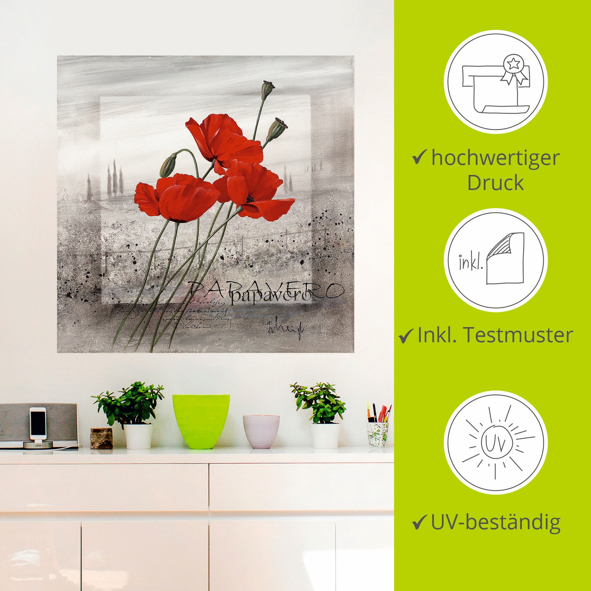 Artland Wandbild »Mohnblumen«, Blumen, (1 St.), als Leinwandbild, Poster, Wandaufkleber in verschied. Größen