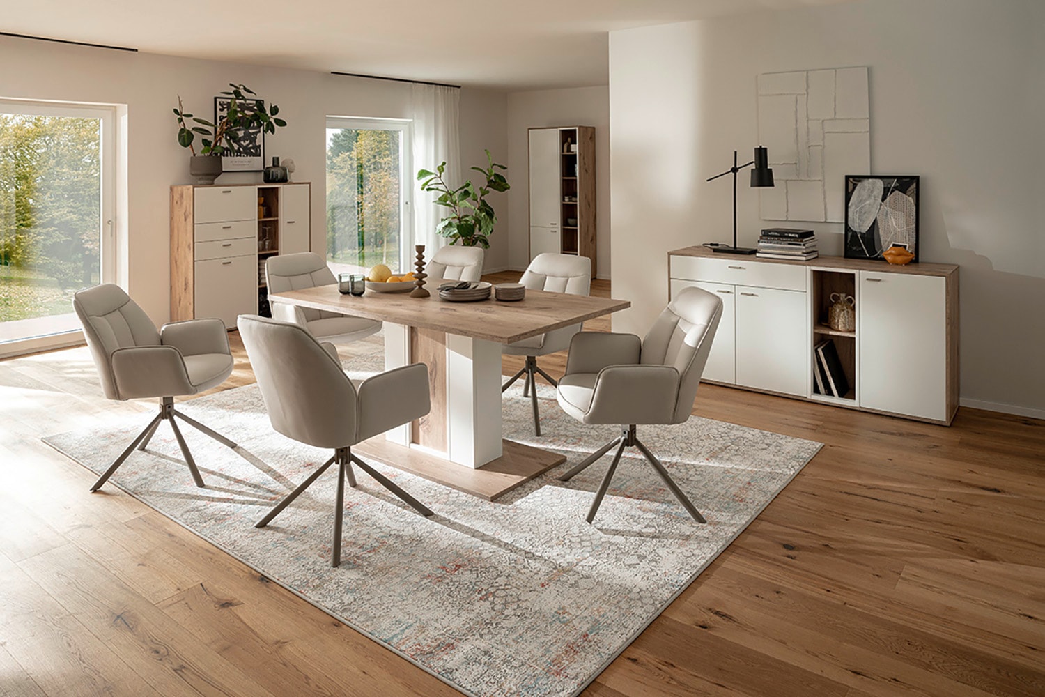 MCA furniture Highboard »SANTERNO«, mit 2 Türen, 2 Schubkästen,gedämpft, 1 Klappe, 4 Fächer, Breite 124 cm
