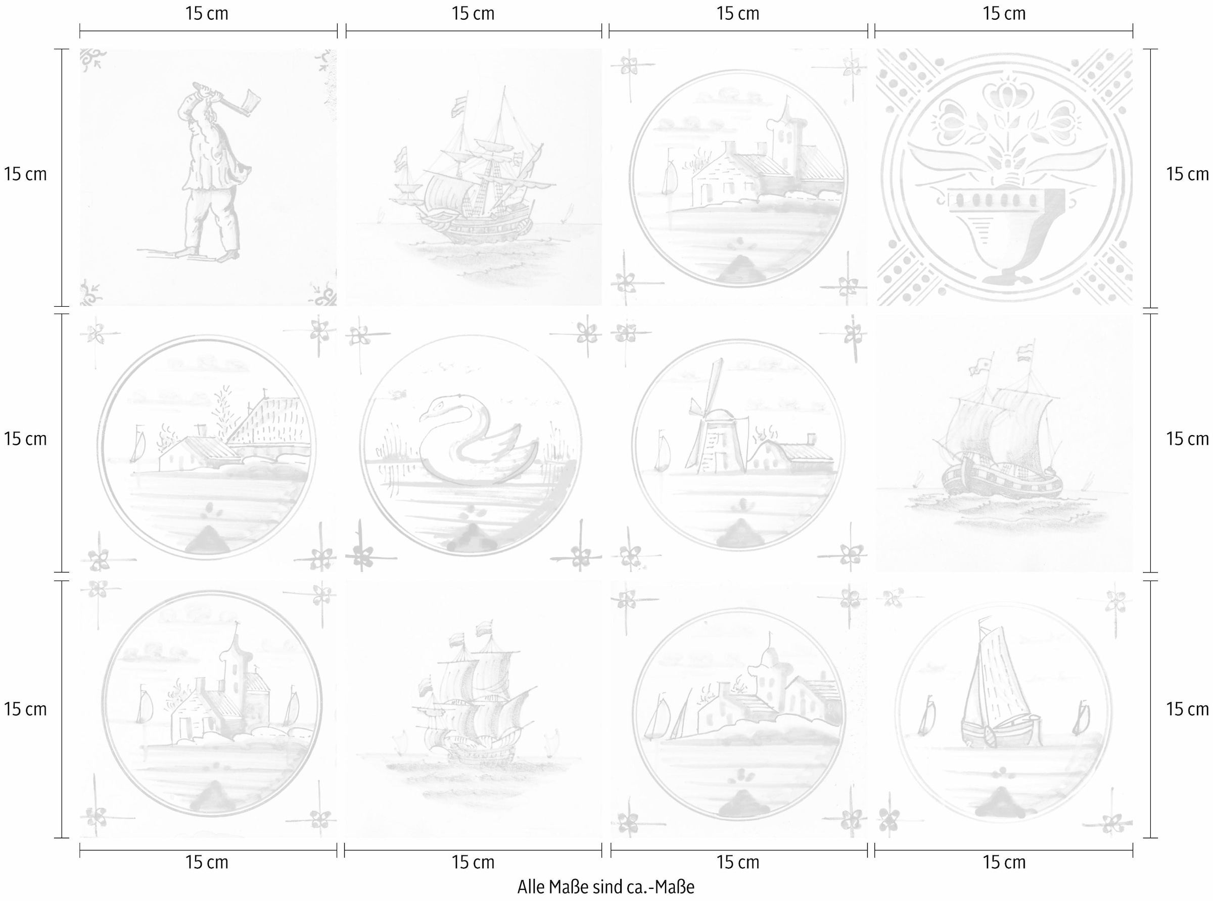 Home affaire Fliesenaufkleber »Maritim«, (12 St.), Stickerfliesen, selbstklebend, Sticker, 12er Set
