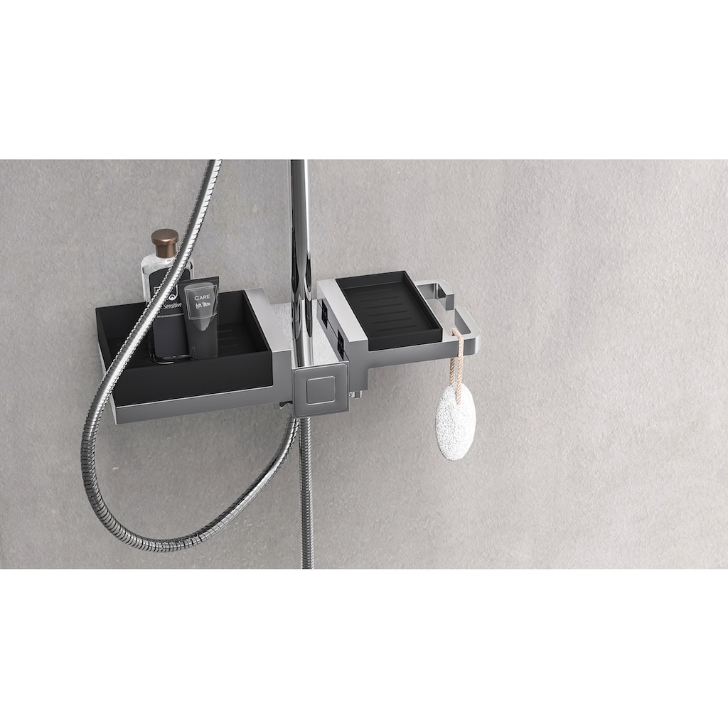 Schütte Duschsystem »BLUEPERL«, Duschsystem mit Regendusche und modularem Ablagesystem, Duschbrause