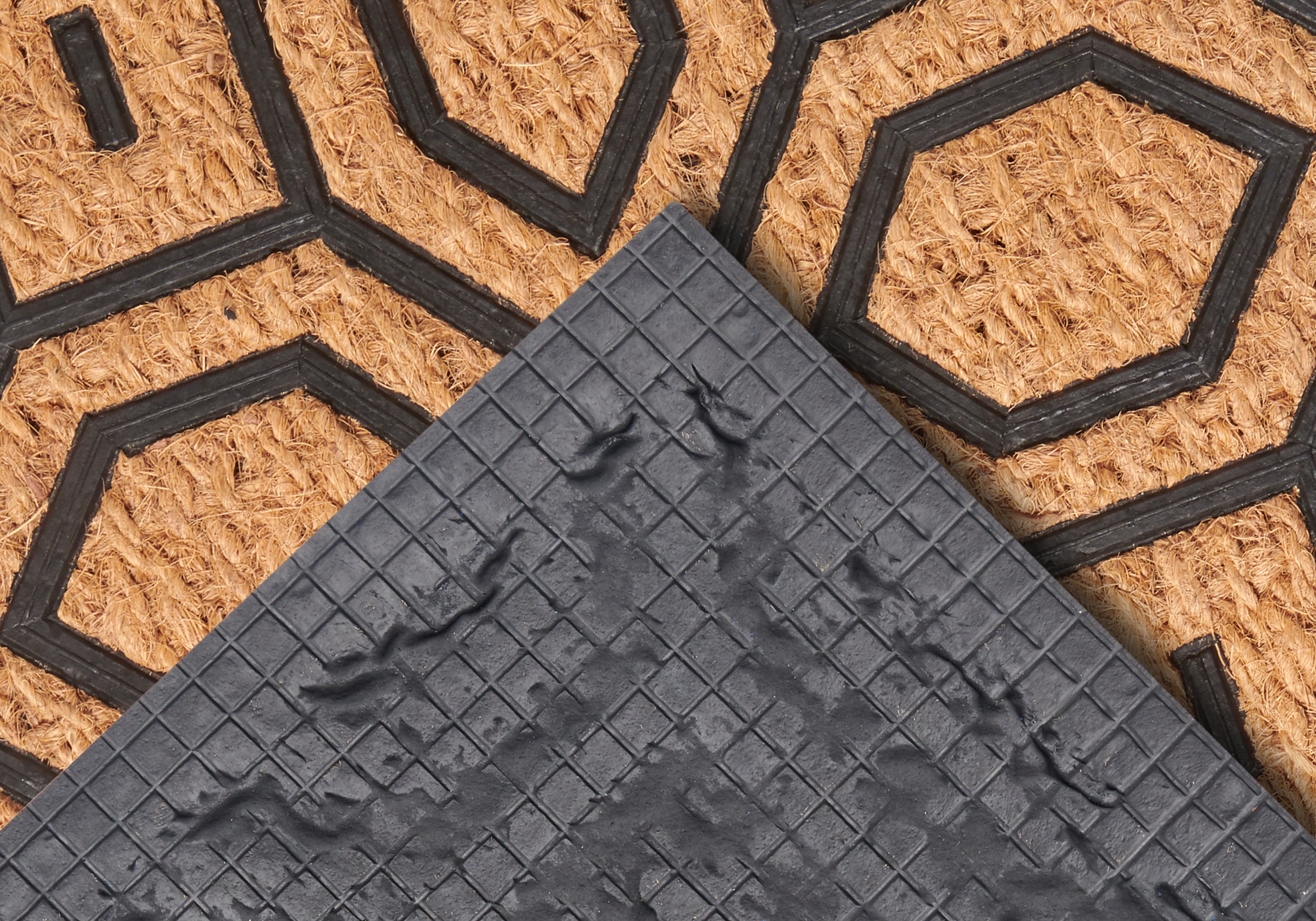 HANSE Home Fußmatte »Mix Mats Gummi Kokos Diamonds, Türmatte«, rechteckig, 8 mm Höhe, Strapazierfähig, pflegeleicht, robust, wetterfest, UV-beständig