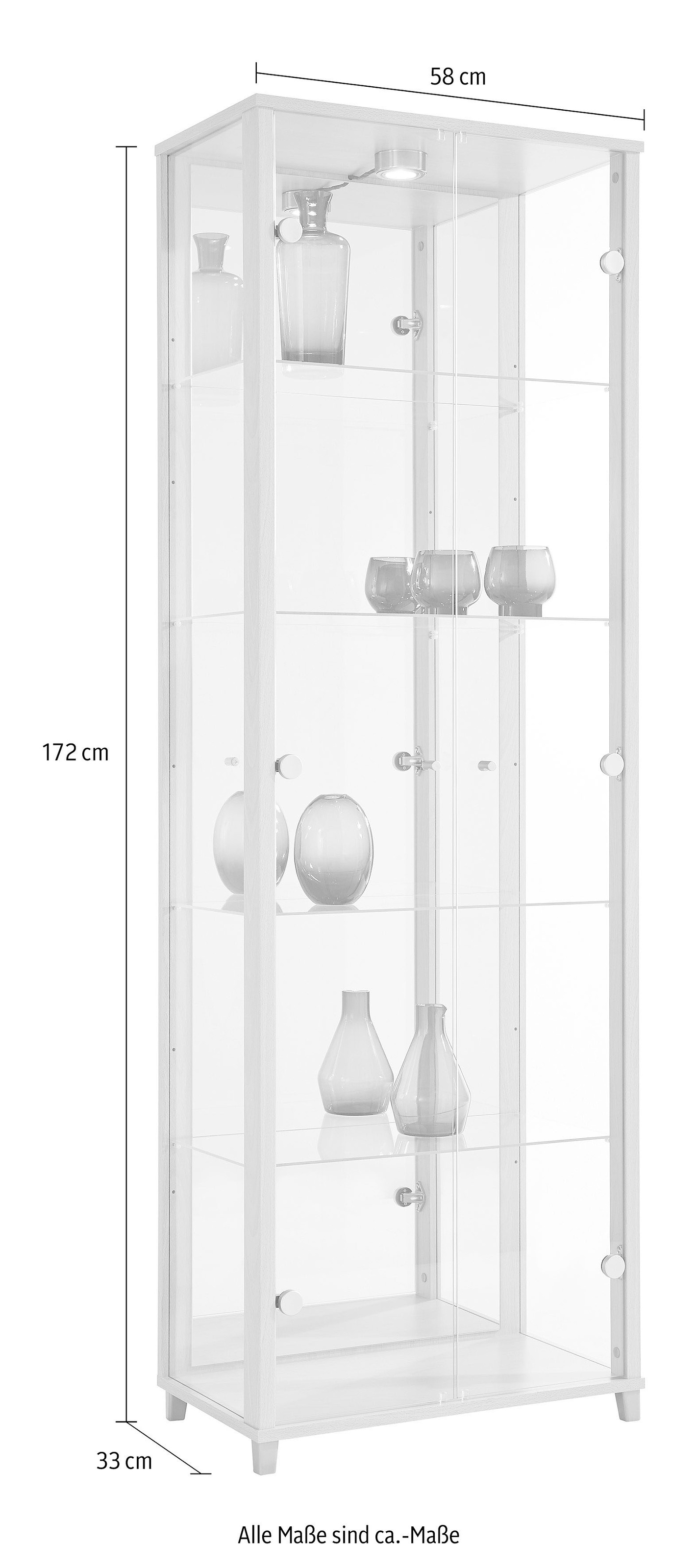 fif möbel Vitrine »OPTIMA«, Standvitrine, Vitrinenschrank, Glasvitrine, Sammlervitrine, LED