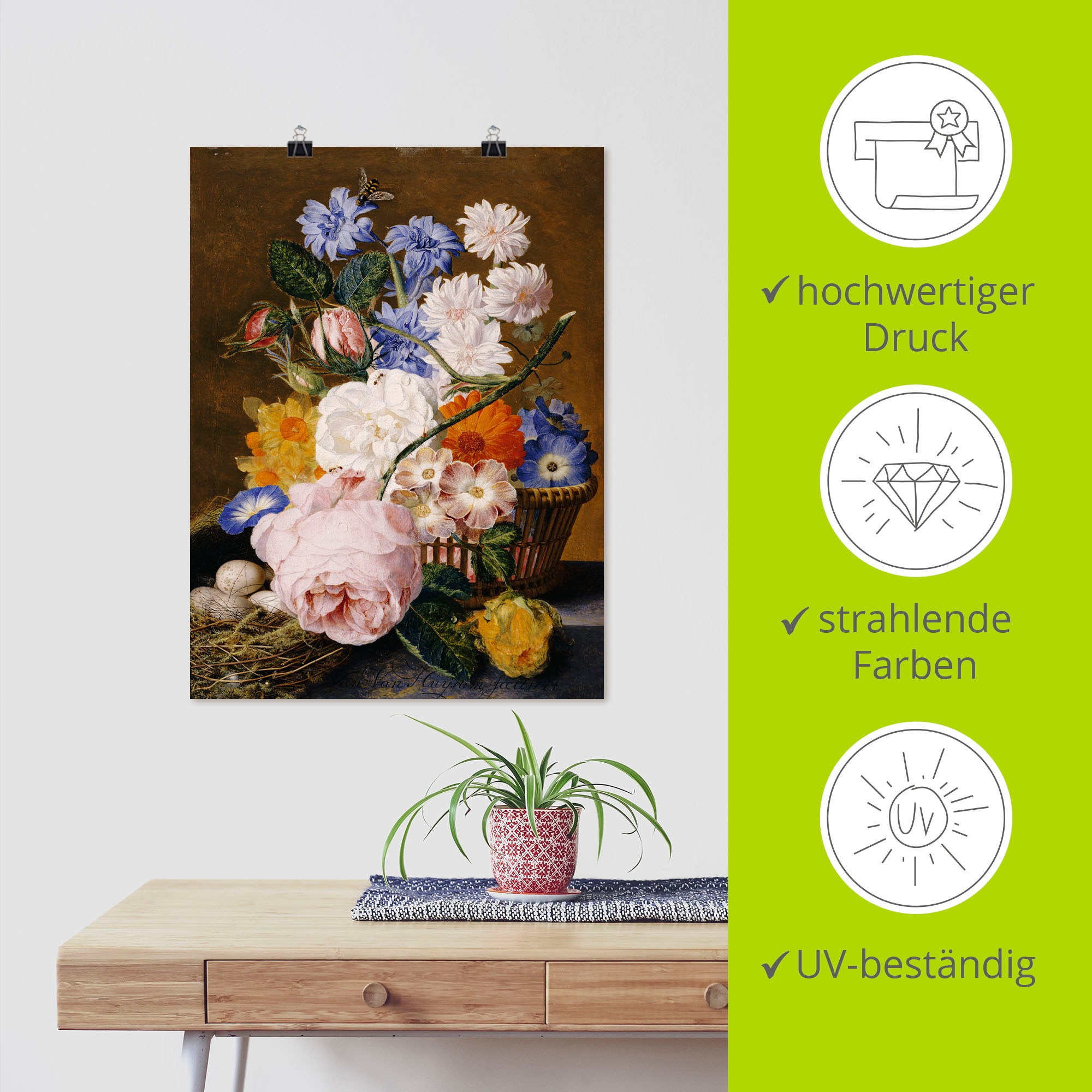 Artland Kunstdruck »Rosen Winden Osterglocken Astern«, Arrangements, (1 St.), als Leinwandbild, Wandaufkleber oder Poster in versch. Größen