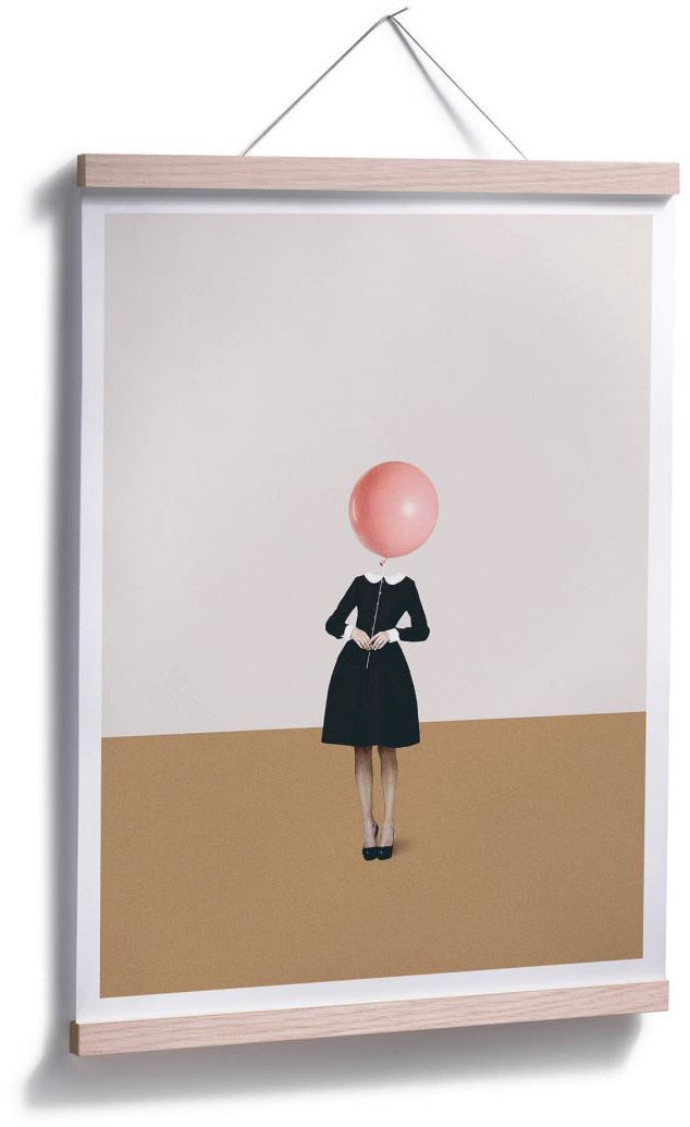 Luftballon, (1 Wall-Art Wandposter Poster Rosa Mädchen«, Bild, St.), Raten Poster, Wandbild, bestellen »Léon auf Luftballon