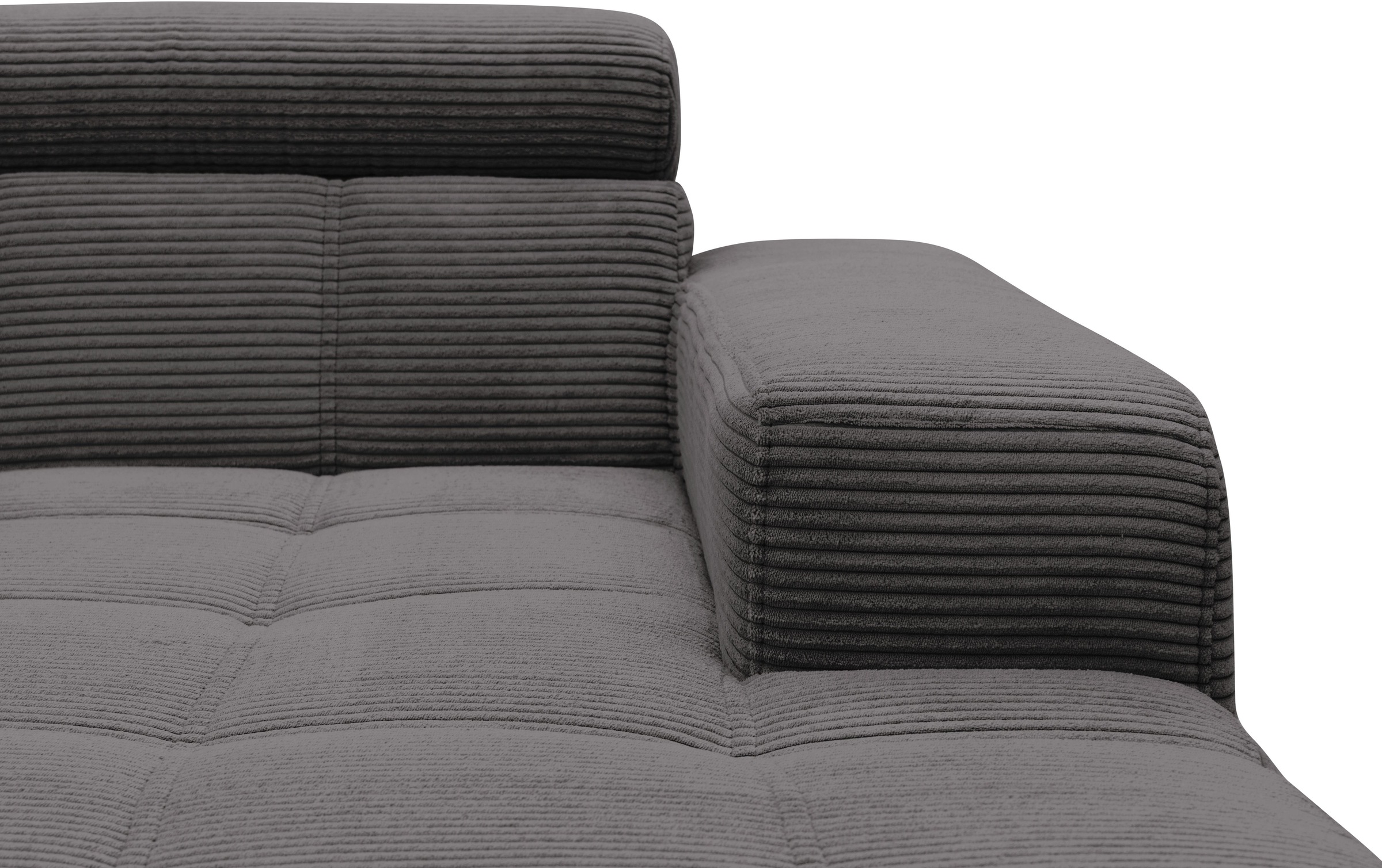 DOMO collection Ecksofa »Trento L-Form, mit Kufenfuß oder Einzelfuß«, wahlweise mit Kopfteilverstellung, Recamiere links/rechts bestellbar