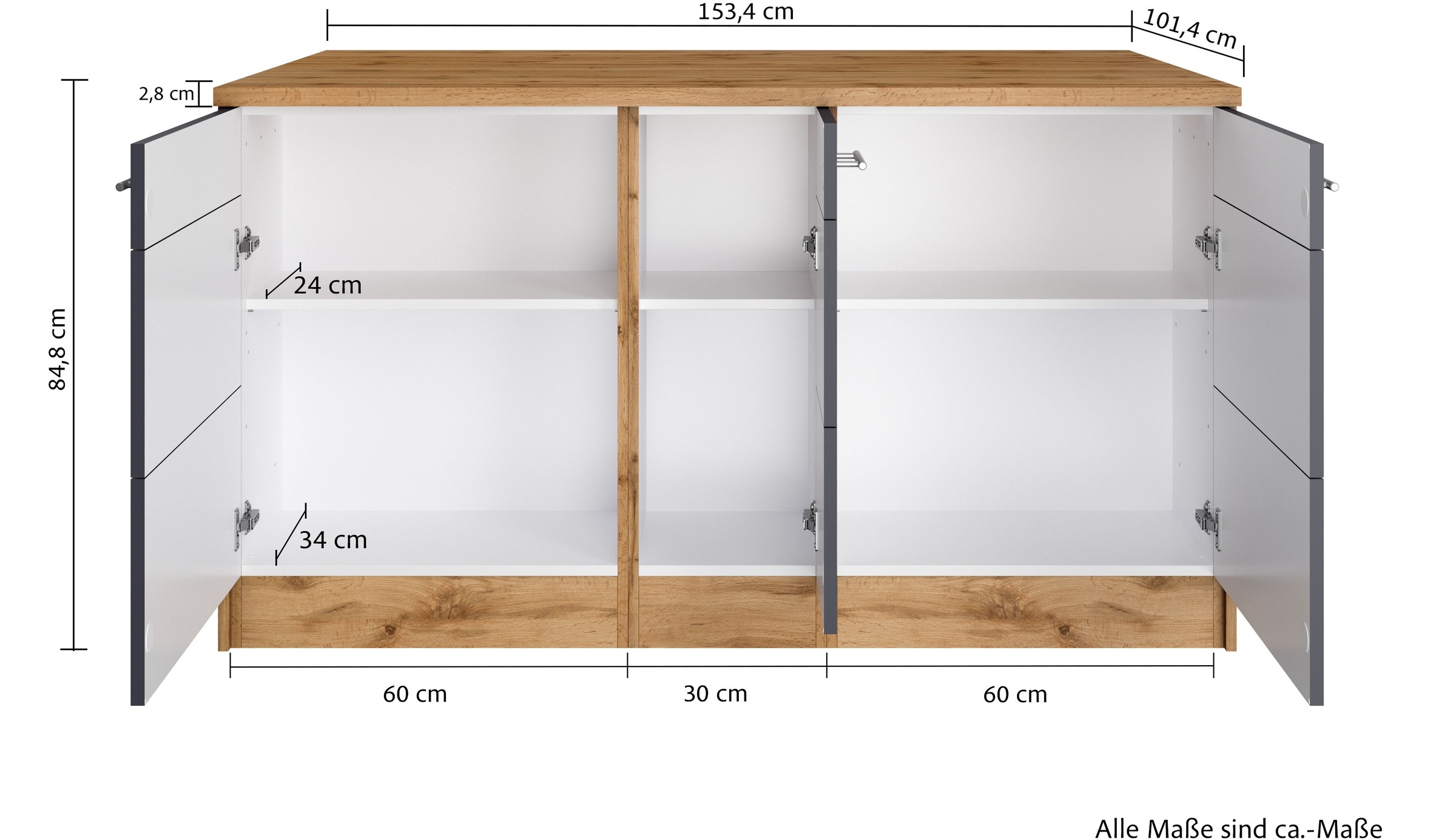 KOCHSTATION Kücheninsel »KS-Wien«, Breite 153 cm, MDF-Fronten, Flaschenregal