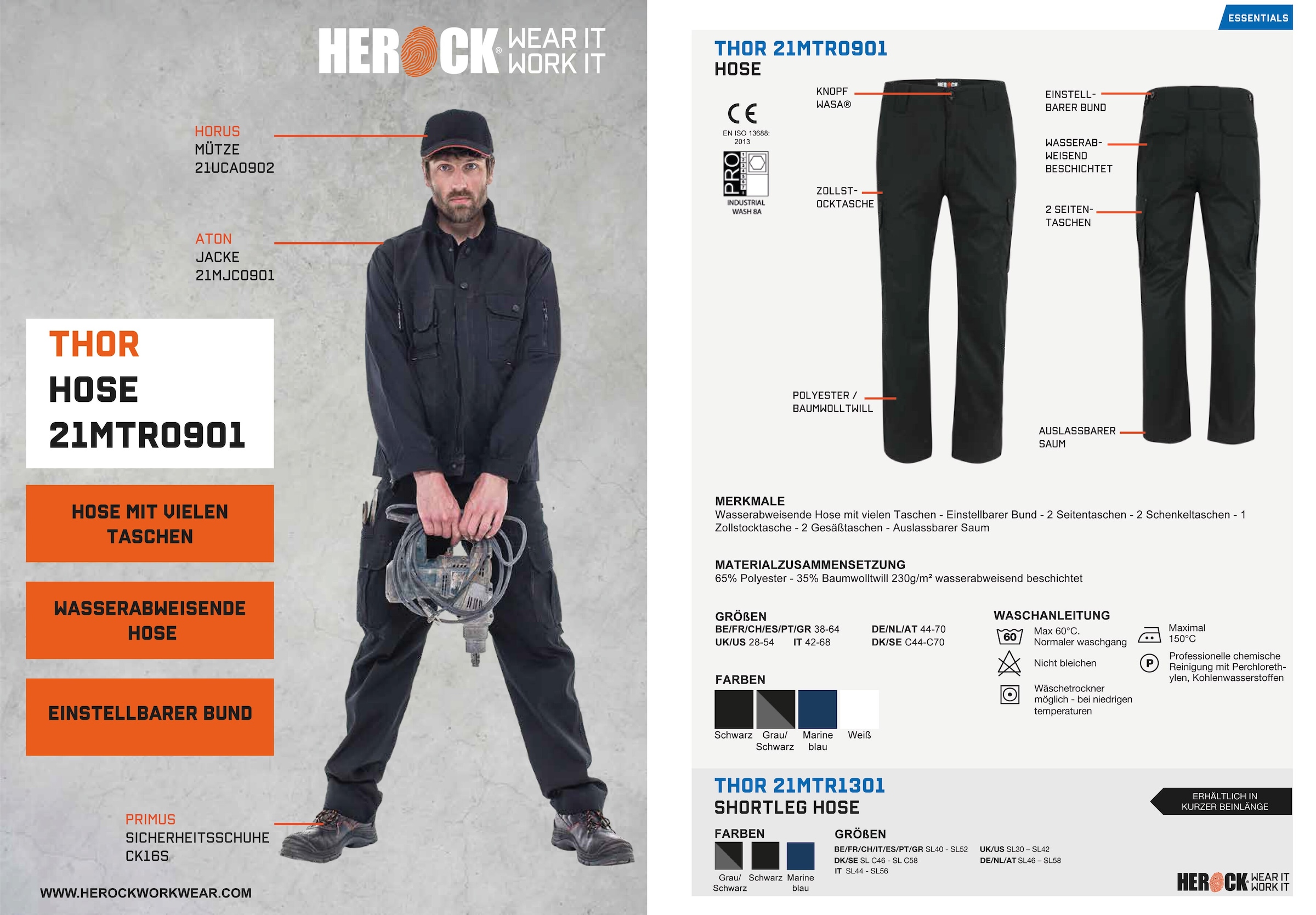Herock Arbeitshose »Thor Farben einstellbarer Taschen, leicht, Bund, 7 kaufen Wasserabweisend, Hose«, viele