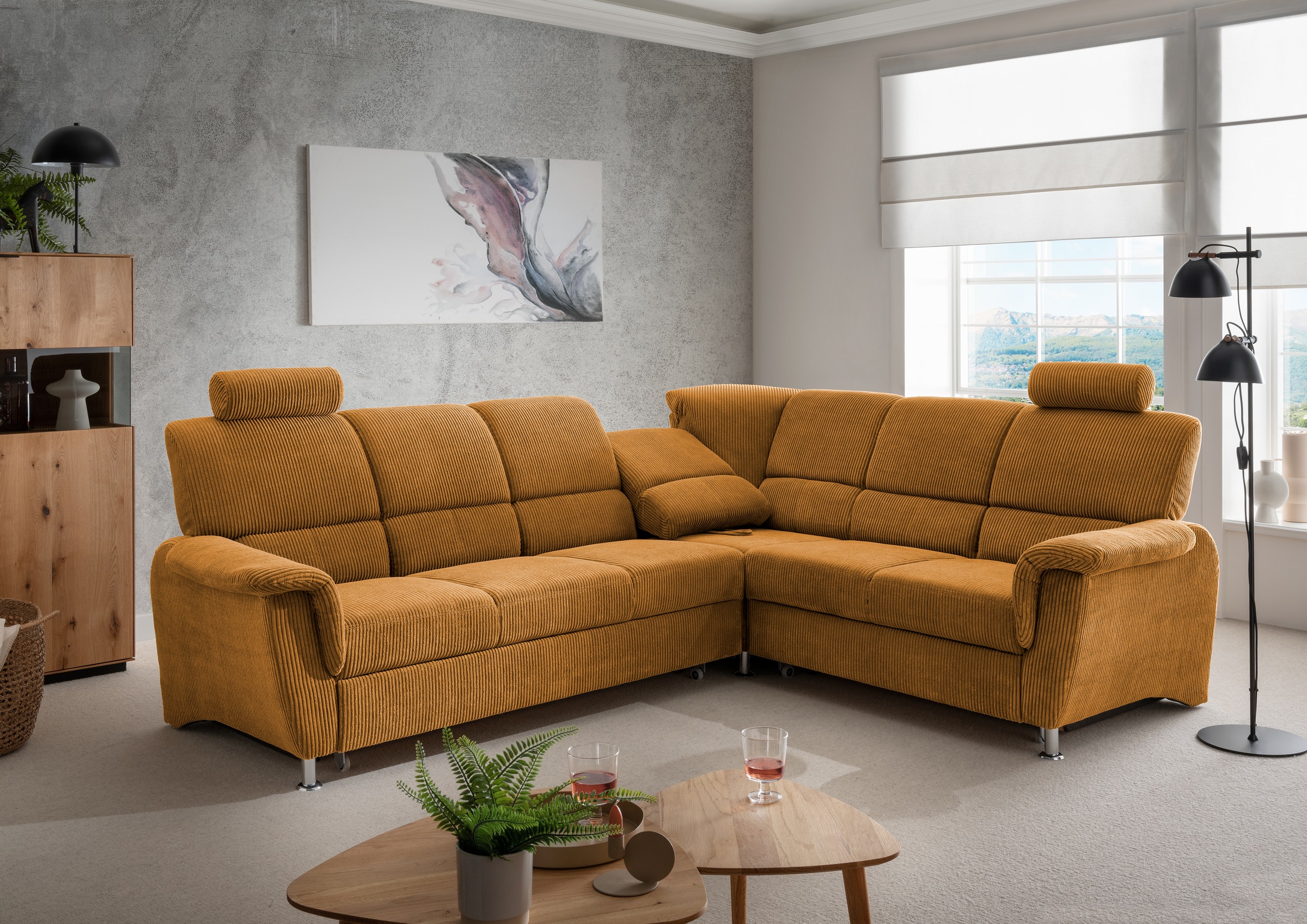 Home affaire Ecksofa »Pisa L-Form, mit Schlaffunktion, Stauraum, 2x höhenve günstig online kaufen