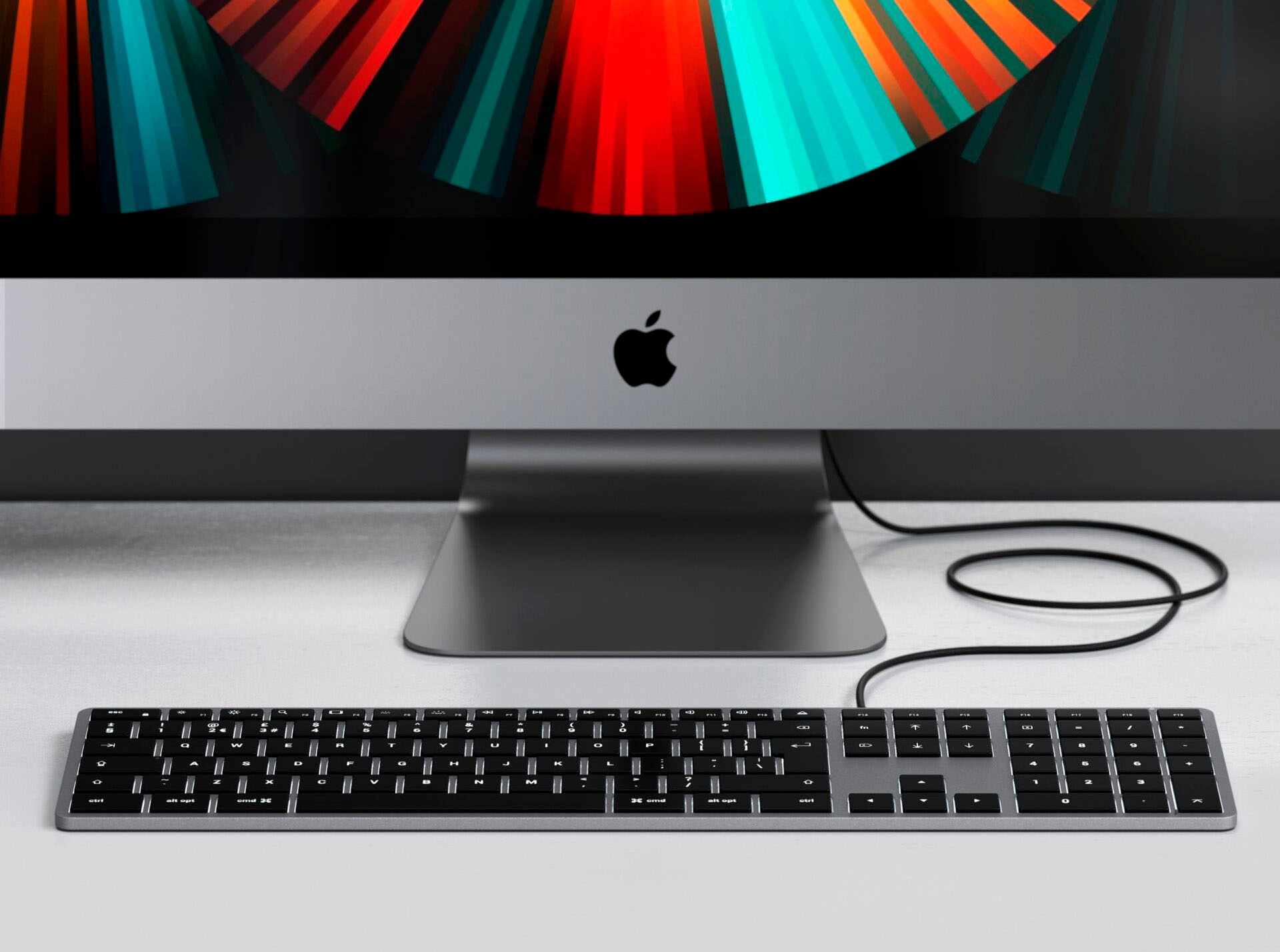 Satechi Tastatur »Slim W3 USB-C Wired Keyboard-DE (German)«, (Funktionstasten-Lautstärkeregler-Multimedia-Tasten-USB-Anschluss-Ziffernblock-iOS Sondertasten)