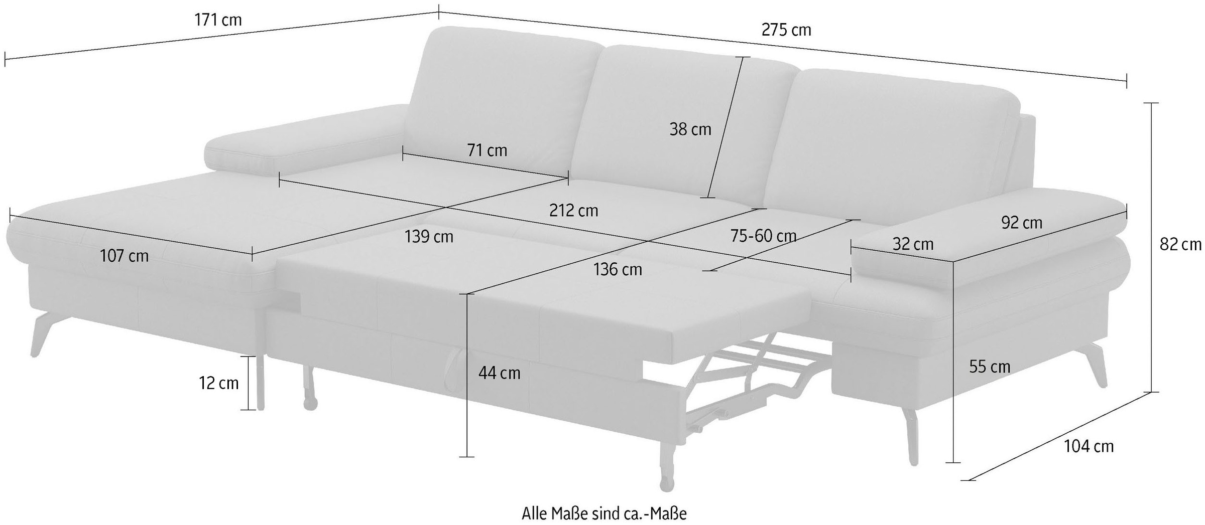 sit&more Ecksofa »Morris L-Form, inkl. Sitztiefenverstellung«, wahlweise mit Armteilverstellung, Bettfunktion & Bettkasten
