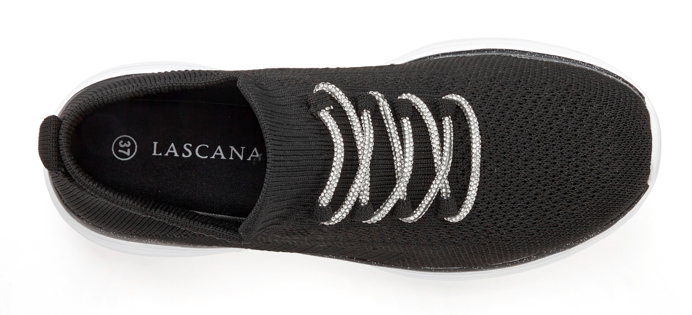 LASCANA Sneaker, mit modischer Glitzerschnürung VEGAN