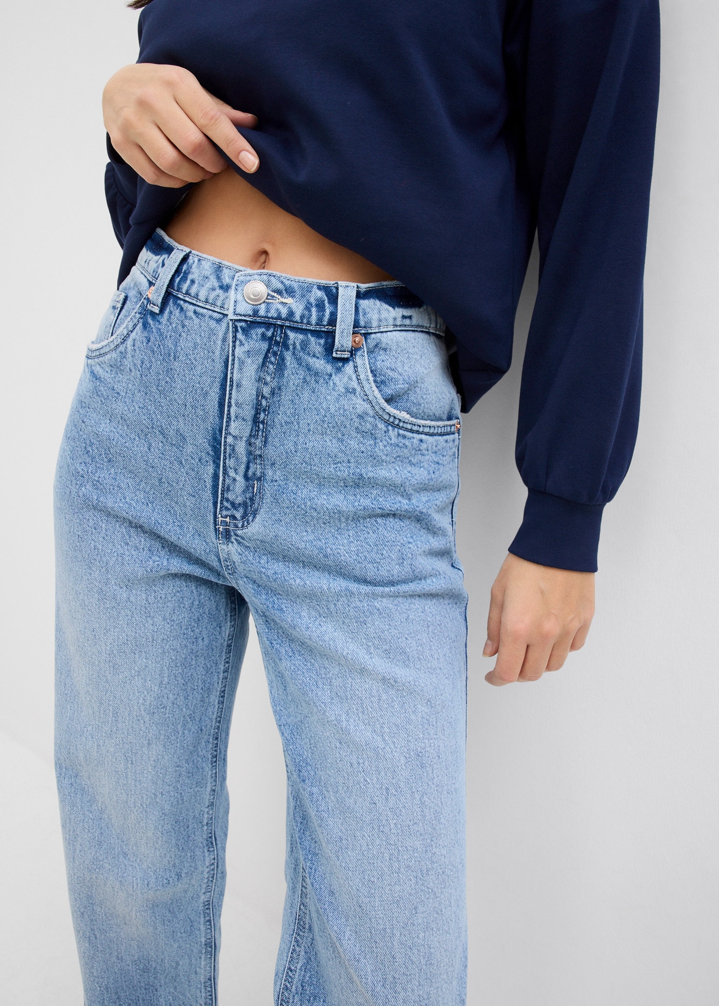 bonprix Weite Jeans 1 tlg. Loose Fit, High Waist, mit Elasthan, aus leichter Baumwolle