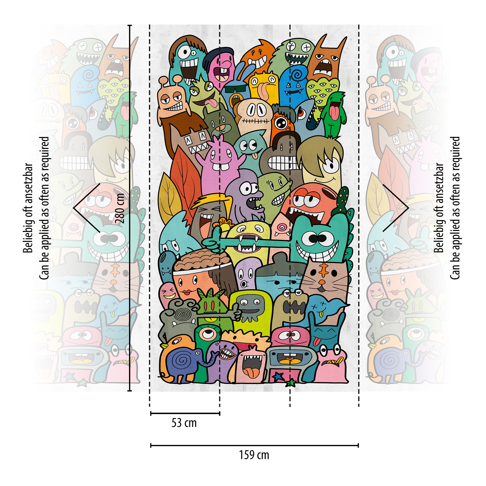 living walls Fototapete »THE WALL III Comic Tapete Motivtapete Kinderzimmer Comic«, matt, Vliestapete Kindertapete für Schlafzimmer Küche Wohnzimmer Comic Flur