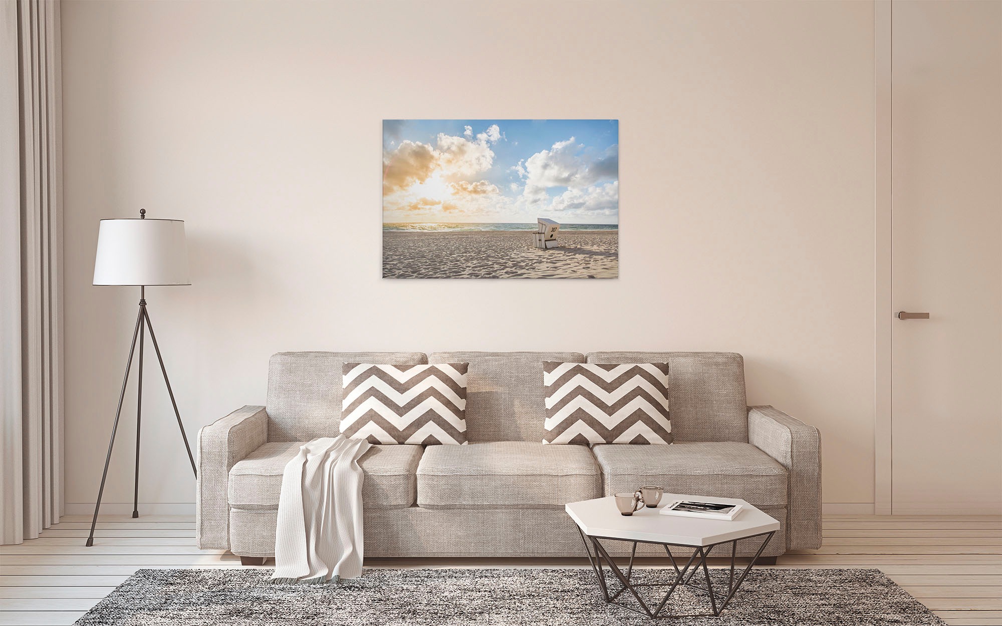 A.S. Création Leinwandbild »Beach Chair«, Kunst-Gemälde-Kinder, (1 St.), Strand Meer Keilrahmen Natur Leinwand-Bild Wohnzimmer modern Wandbild