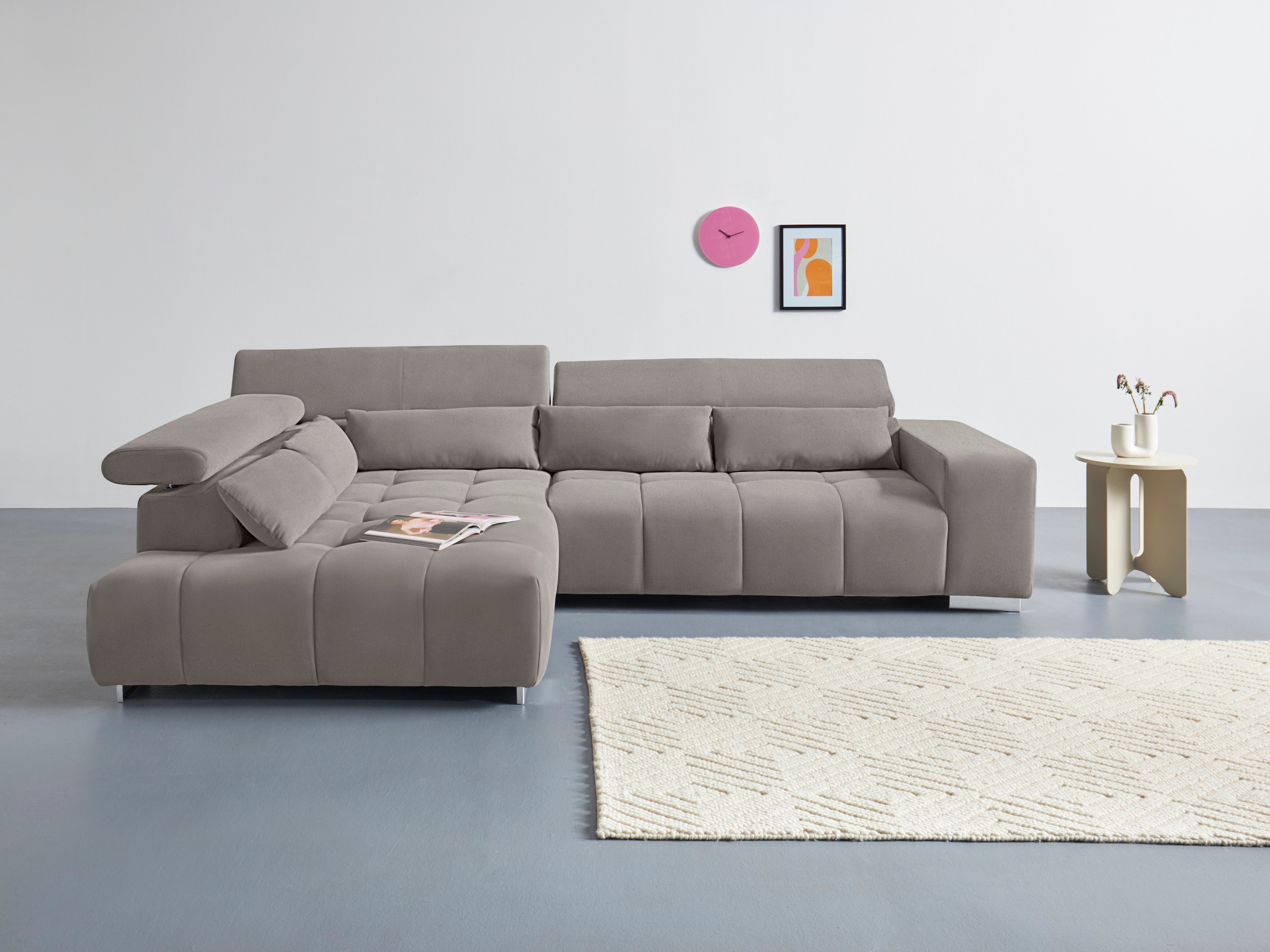 COTTA Ecksofa "Orion L-Form", mit Ottomane, inklusive verstellbarer Kopfstü günstig online kaufen