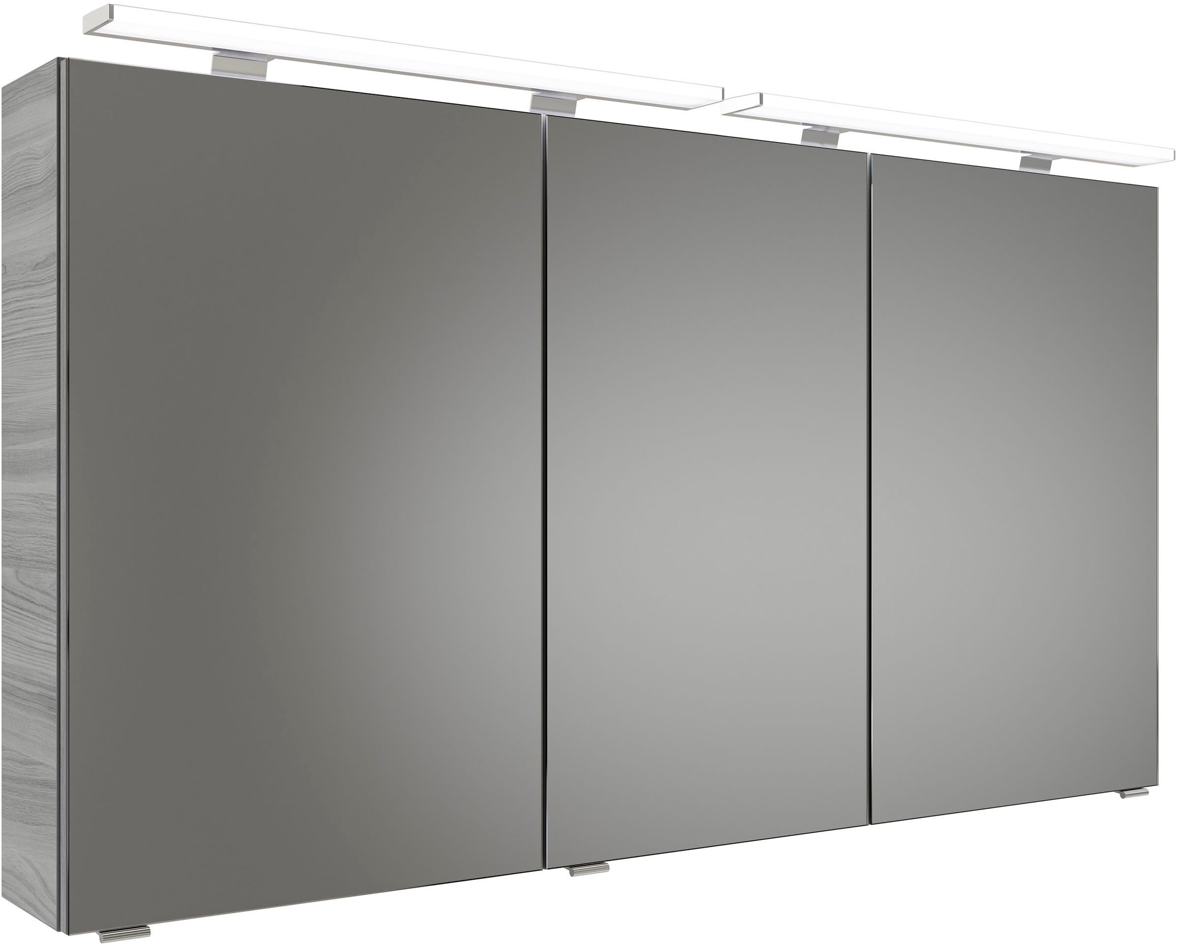 Saphir Badmöbel-Set »Serie 6025 2-teilig Mineralmarmor-Waschtisch mit LED-Spiegelschrank«, (2 St.), Waschplatz 132cm breit, 4 Schubladen, 2 Spiegel-Türen, inkl Türdämpfer