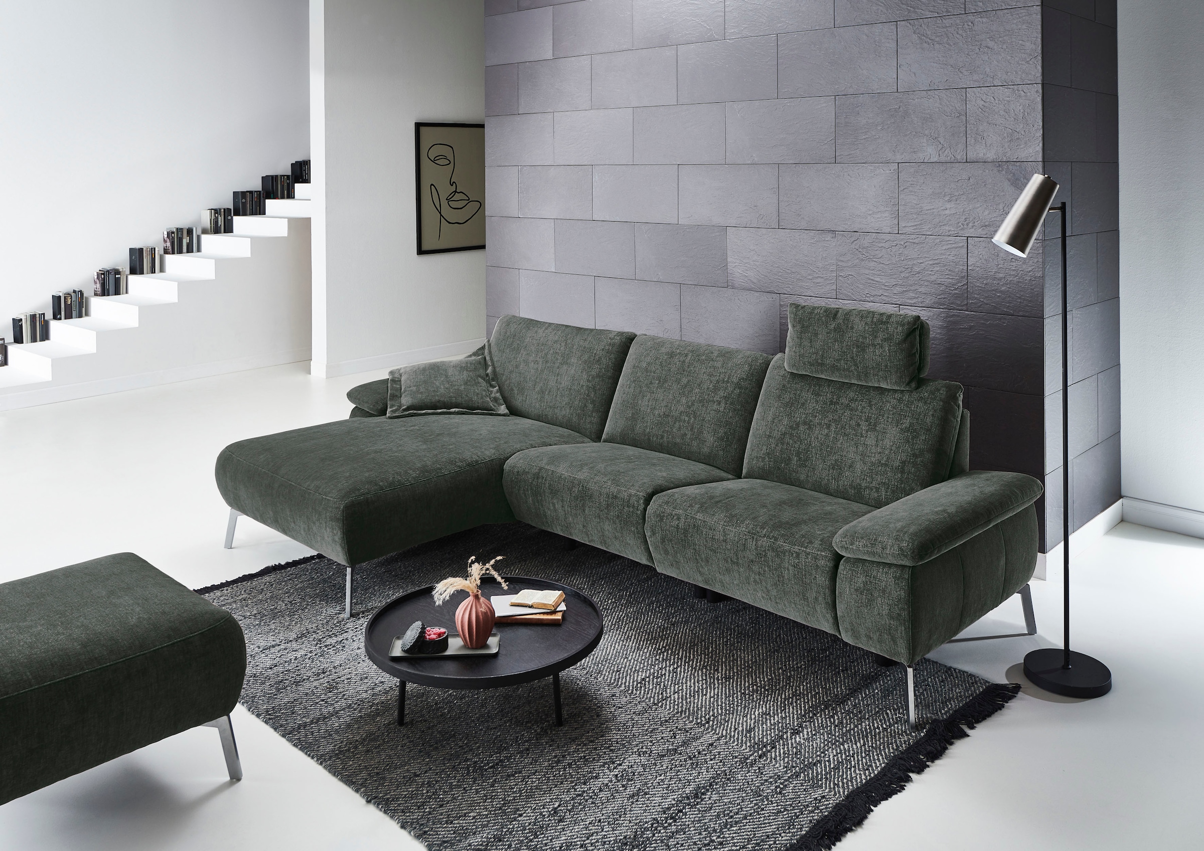 Home affaire Ecksofa »Bellini L-Form« teilmotorische Relaxfunktion an 1 Element, klappbare Armlehnen