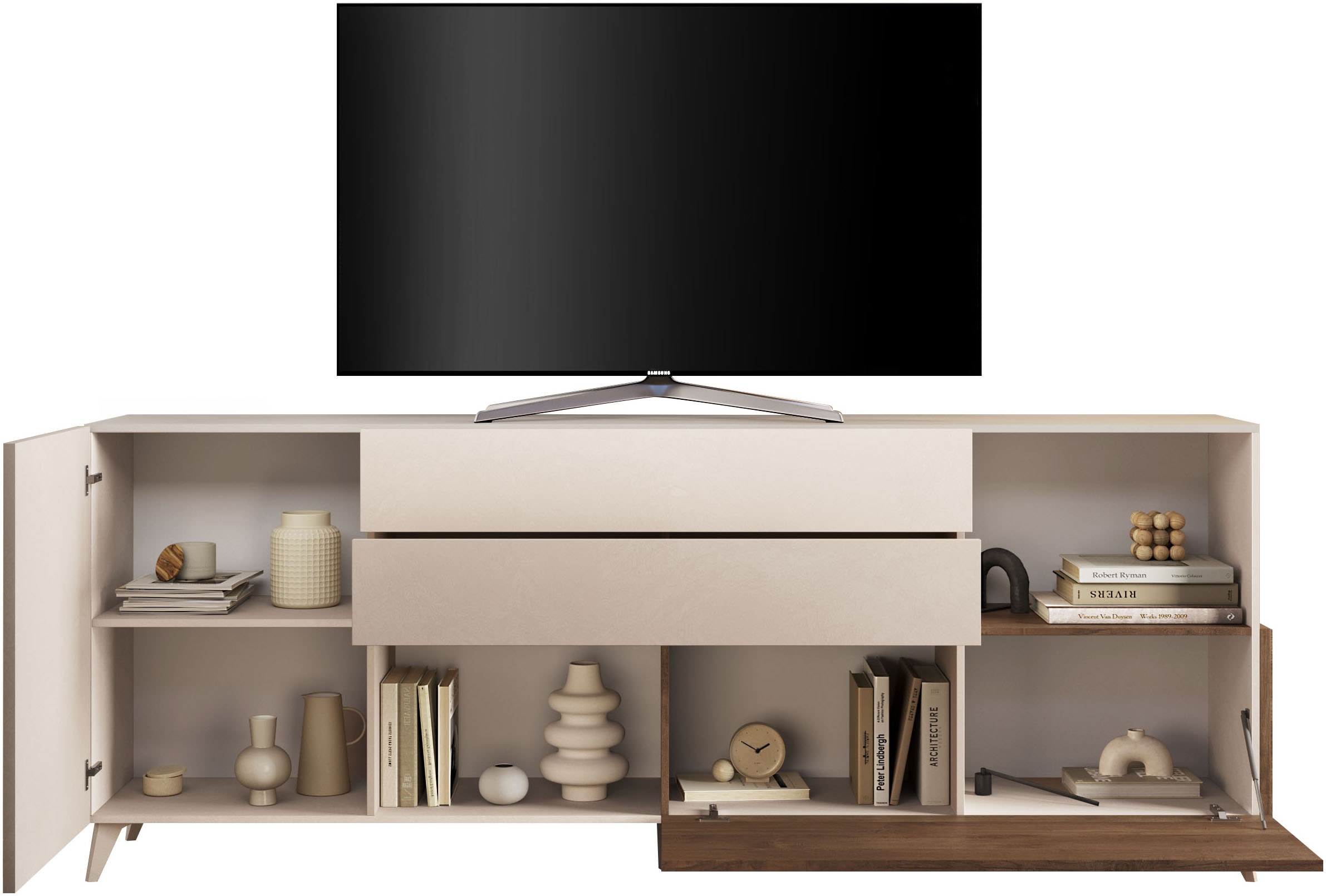 INOSIGN Sideboard »Monaco Breite 241 cm, Anrichte mit 1 Tür, 1 Klappe u. 2 Schubkästen«, Kommode, Soft/Self Closing