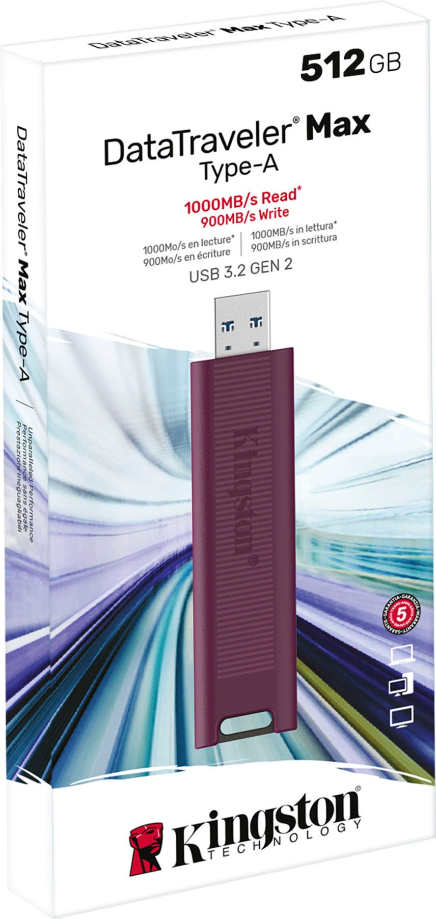 Kingston USB-Stick »DATATRAVELER MAX SERIE 512GB«, (USB 3.2 Lesegeschwindigkeit 1000 MB/s)