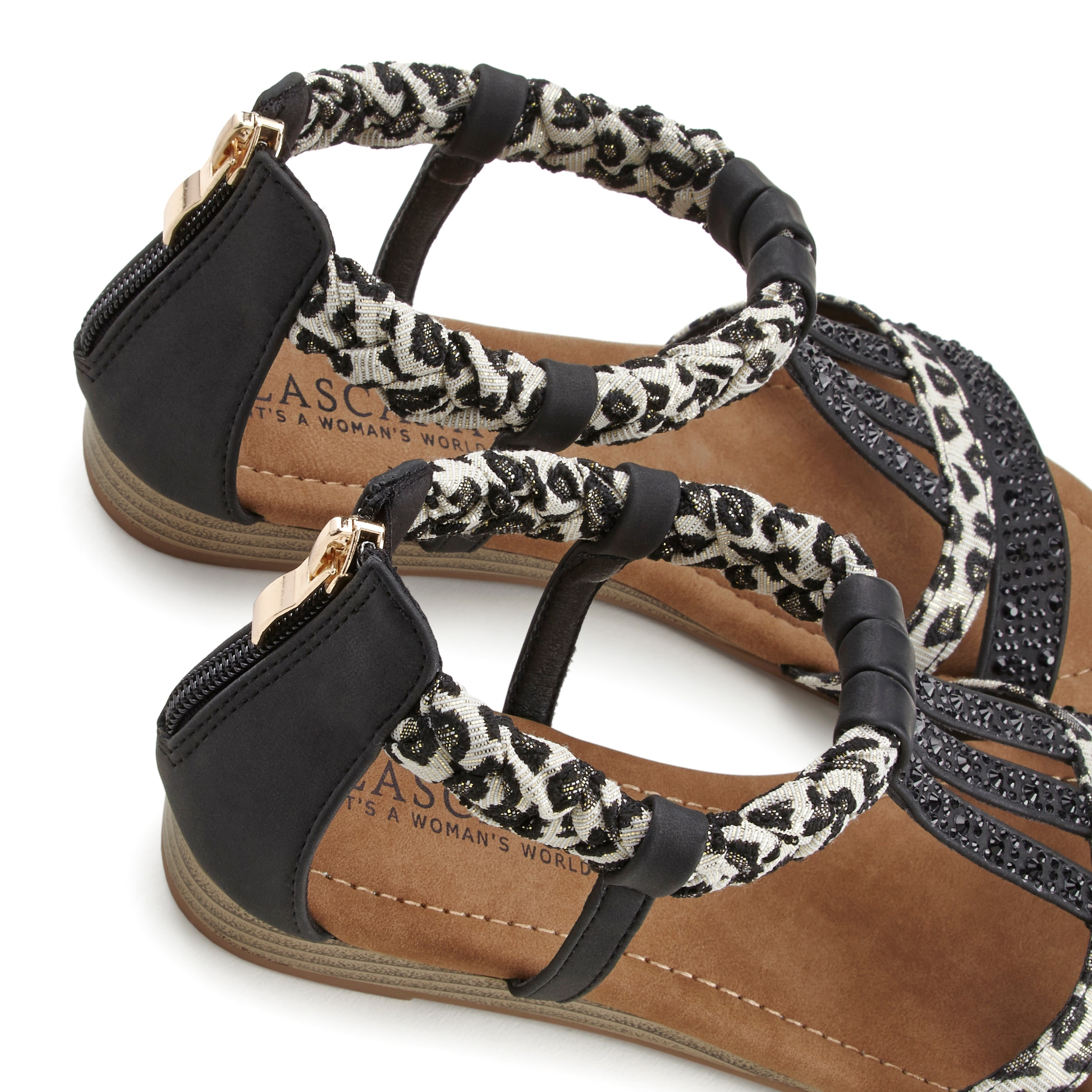 LASCANA Sandale »Sommerschuh, Sandalette,«, mit Verzierung und kleinem Keilabsatz im Festival-Look VEGAN