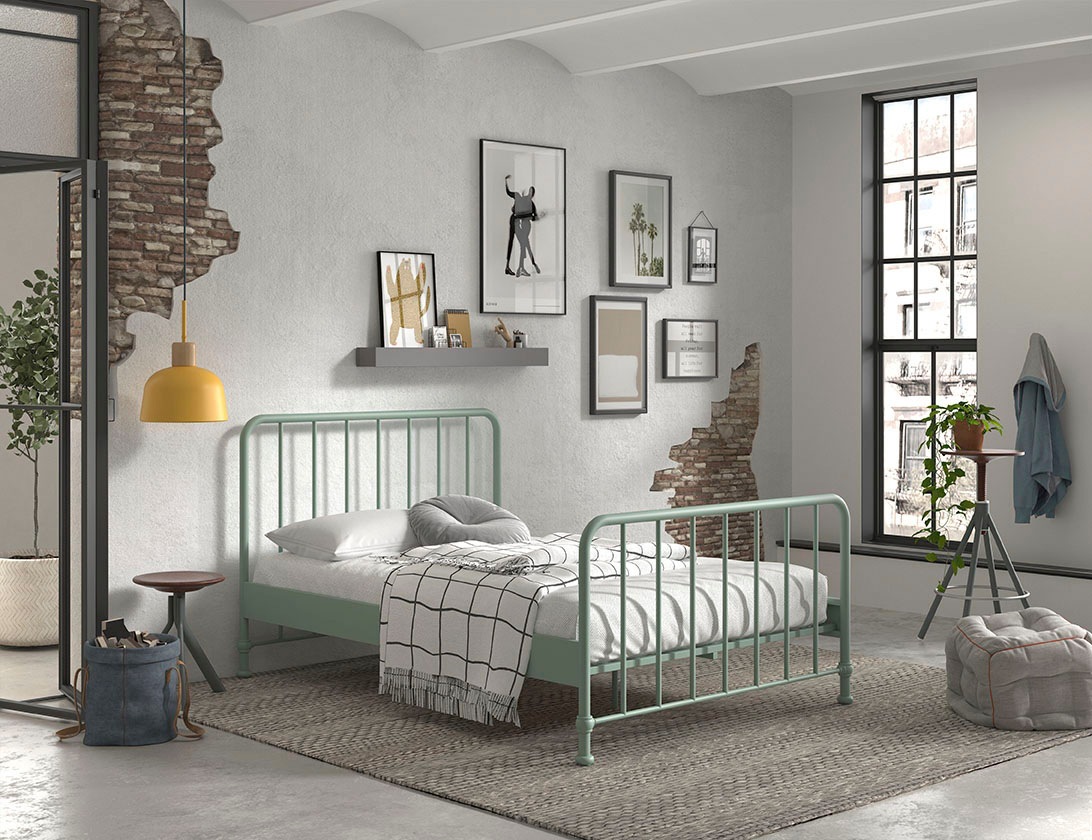 Vipack Metallbett »Bronxx, standfest gebaut, gradlinige Optik in zeitlosem Design«, (in 2 Größen und verschiedenen Farben erhältlich), inkl. Lattenrost, Mittelsteg und Fußstütze unter der Liegefläche