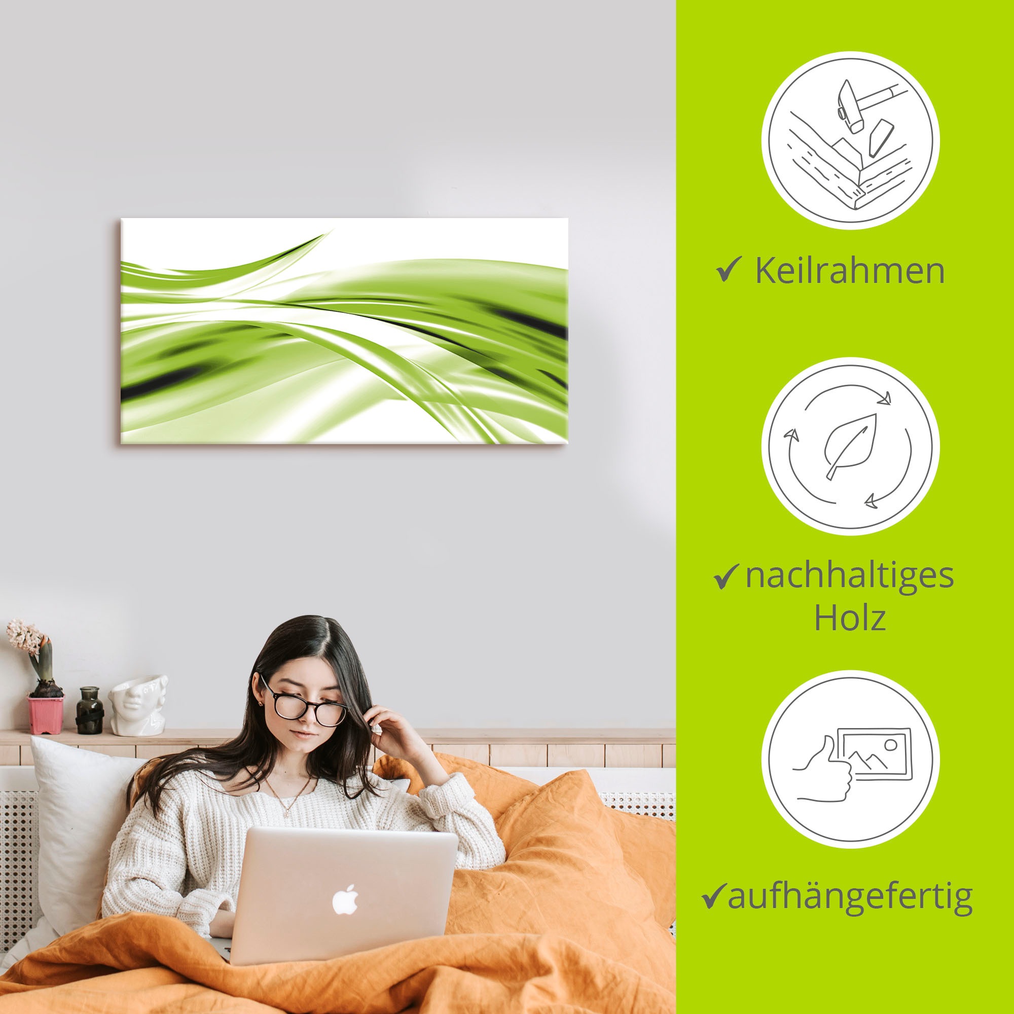 Artland Wandbild »Schöne Welle - Abstrakt«, Gegenstandslos, (1 St.), als Alubild, Outdoorbild, Leinwandbild, Poster in verschied. Größen