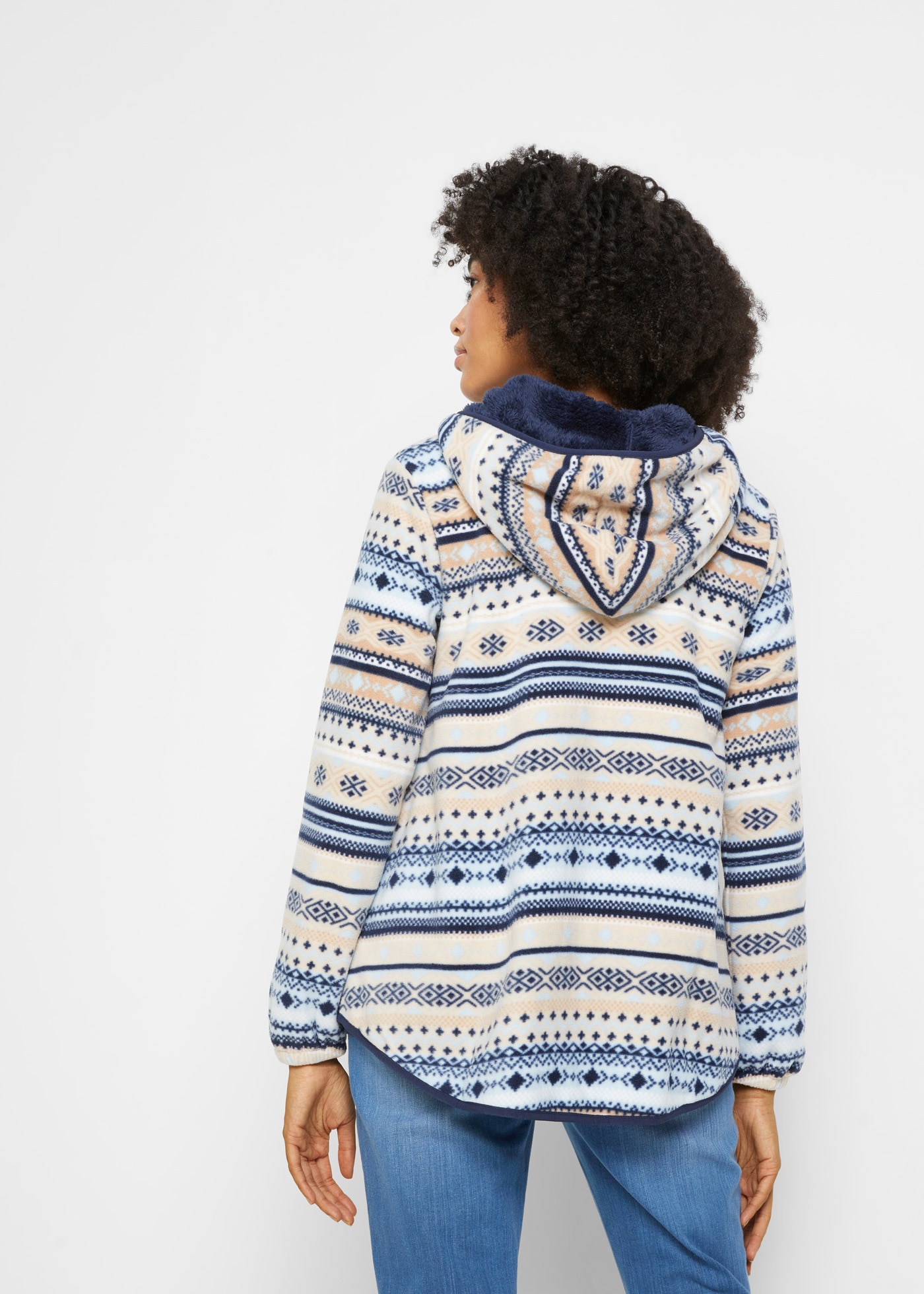 bonprix Fleecejacke »Kapuzen-Fleecejacke mit Norweger-Muster« mit Kapuze mit Norweger-Muster, mit Kapuze, kuscheliges Material