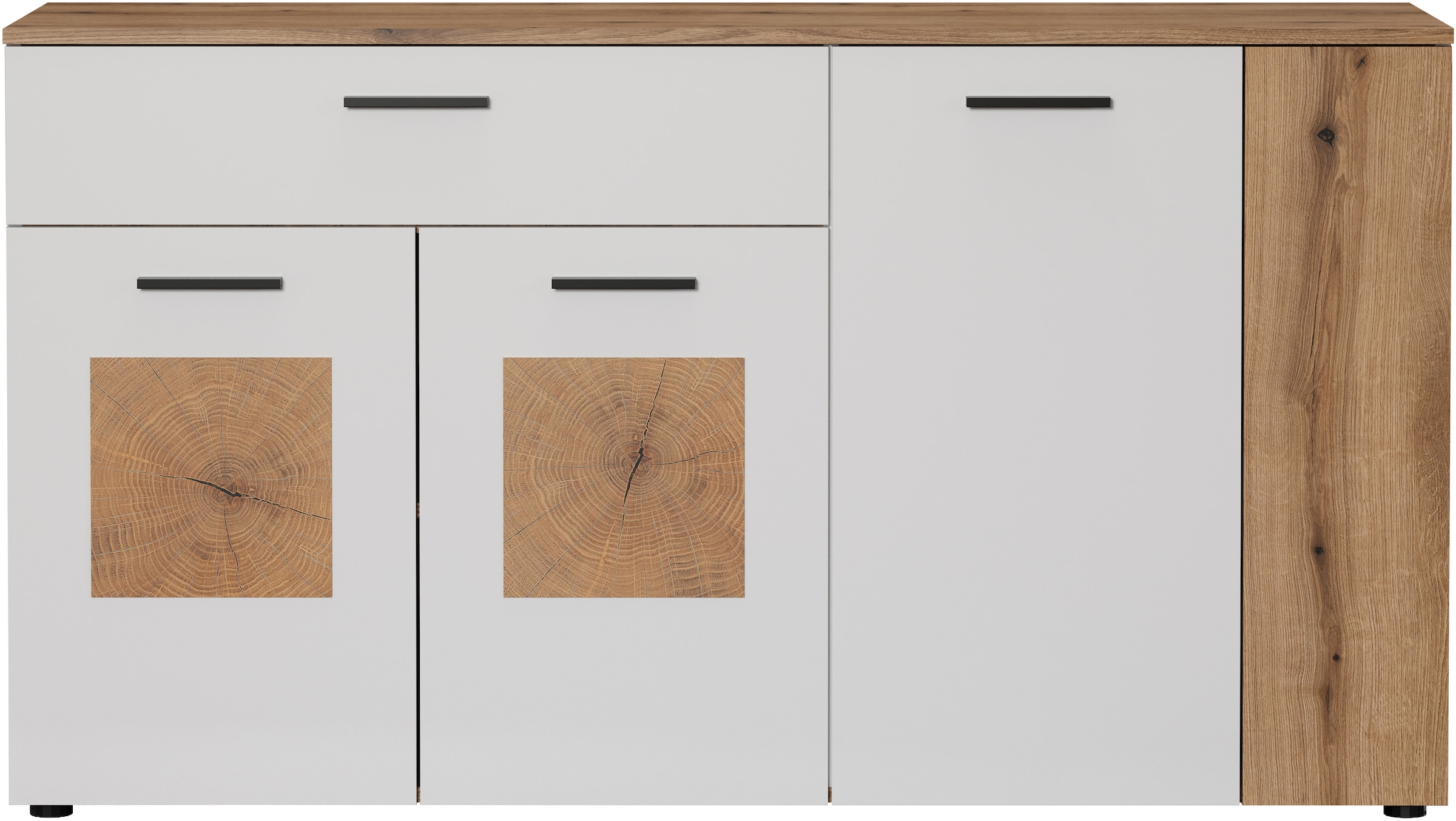 INOSIGN Sideboard »Linz«, (1 St.), Kommode mit Hirnholzapplikationen - Schrank (B/T/H) 150/42/83 cm