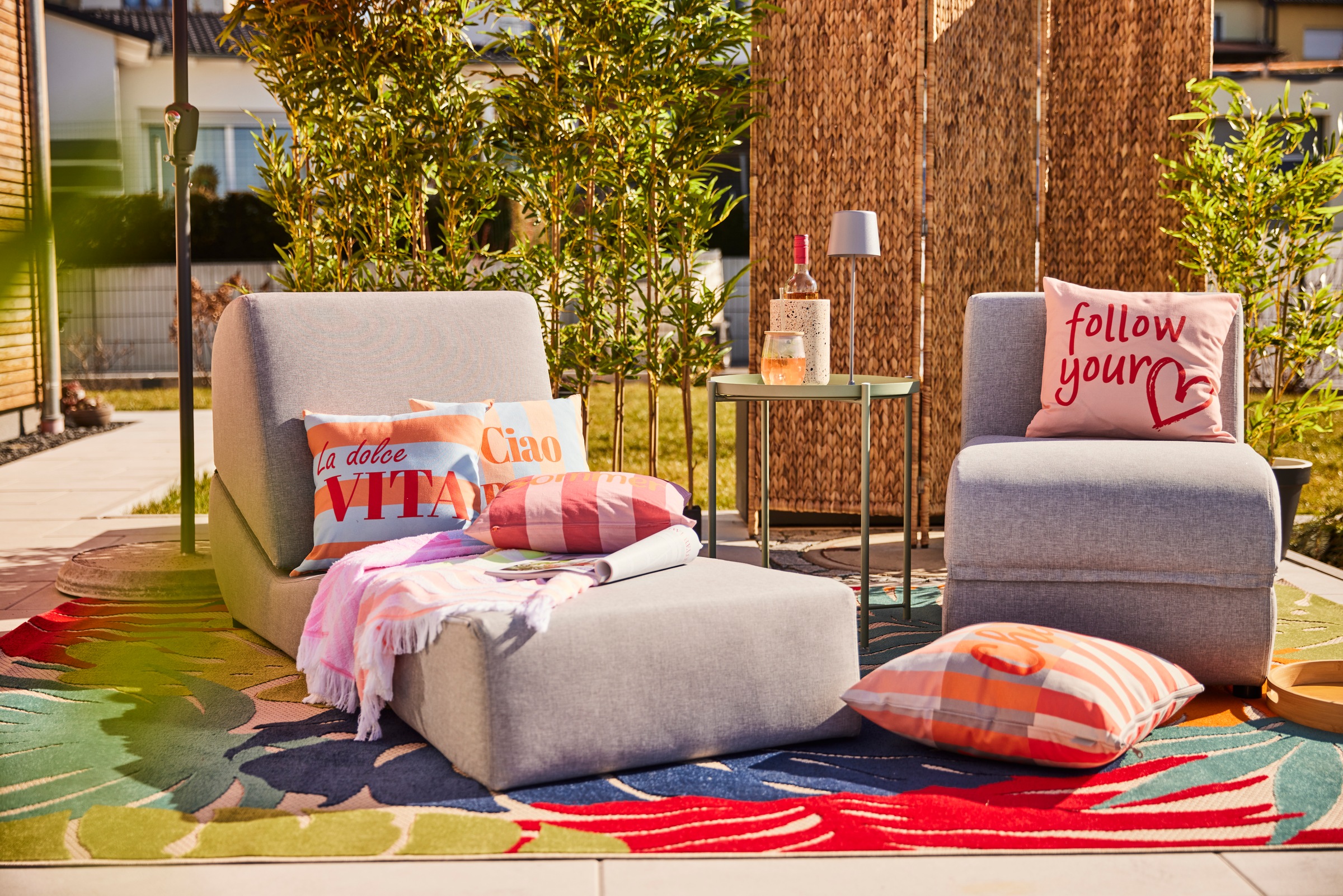 Sanat Teppich »Floral Outdoor«, rund, 6 mm Höhe, In- und Outdoor geeignet, florales Design, Balkon, Terasse