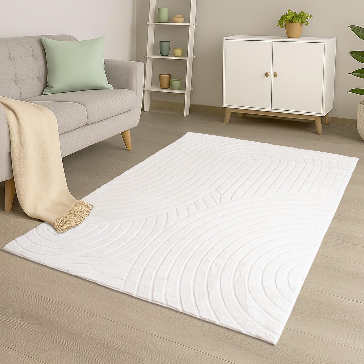 Carpet City Teppich »WAVES 501« rechteckig 12 mm Höhe Kurzflor, Hochtief-Muster/ 3D-Effekt, Uni, Wohnzimmer, Schlafzimmer