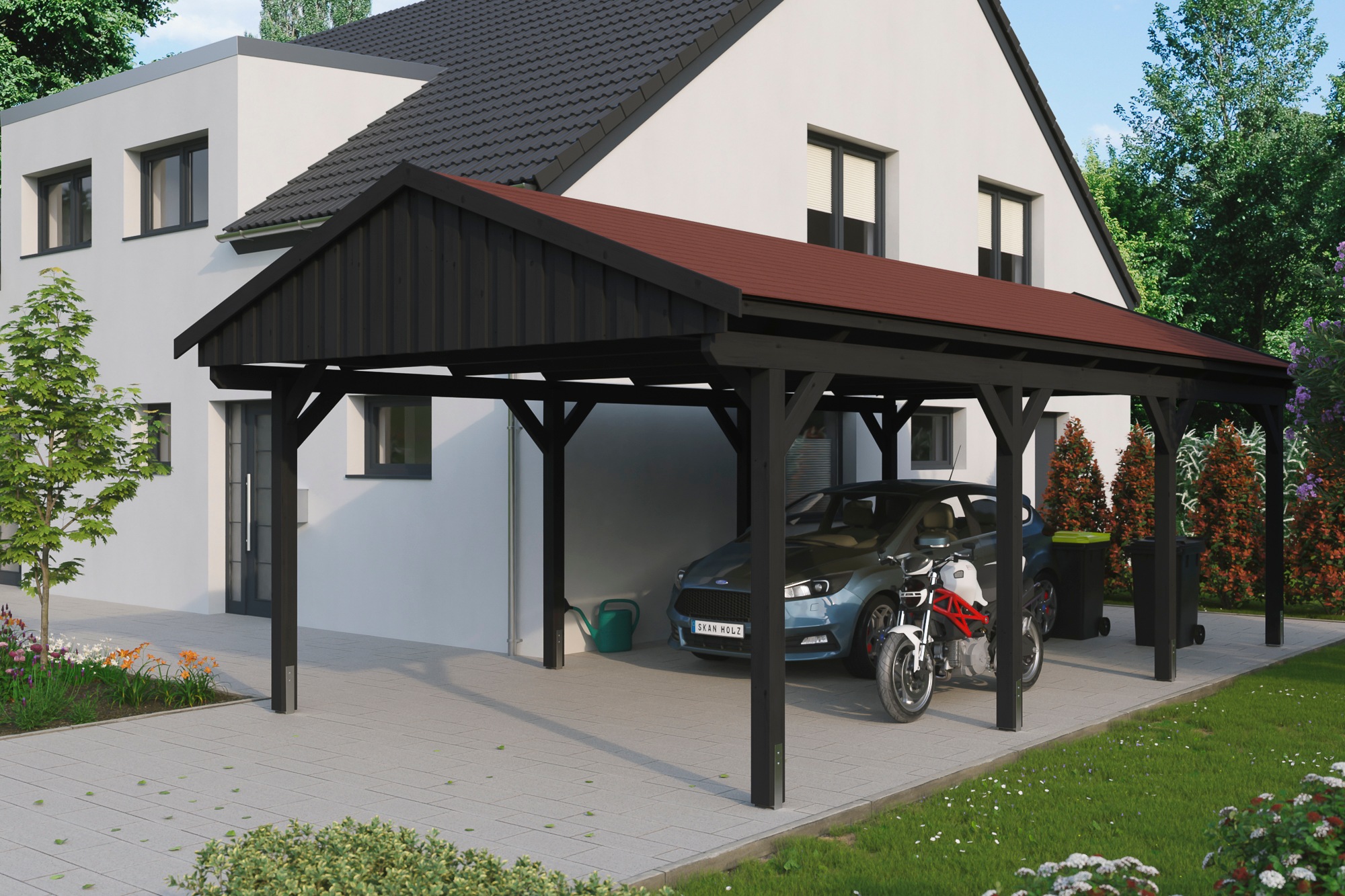 Skanholz Einzelcarport »Fichtelberg«, Holz, 379 cm, Anthrazit