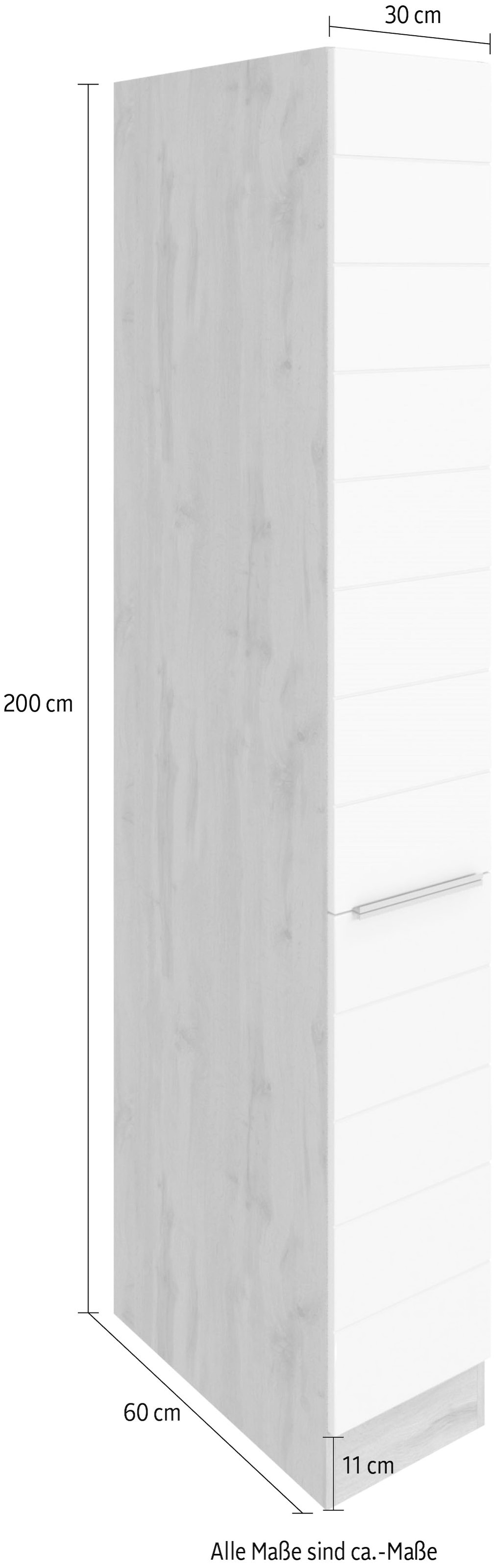 KOCHSTATION Apothekerschrank »KS-Luhe«, 30 cm breit, hochwertige MDF-Fronten mit waagerechter Lisene