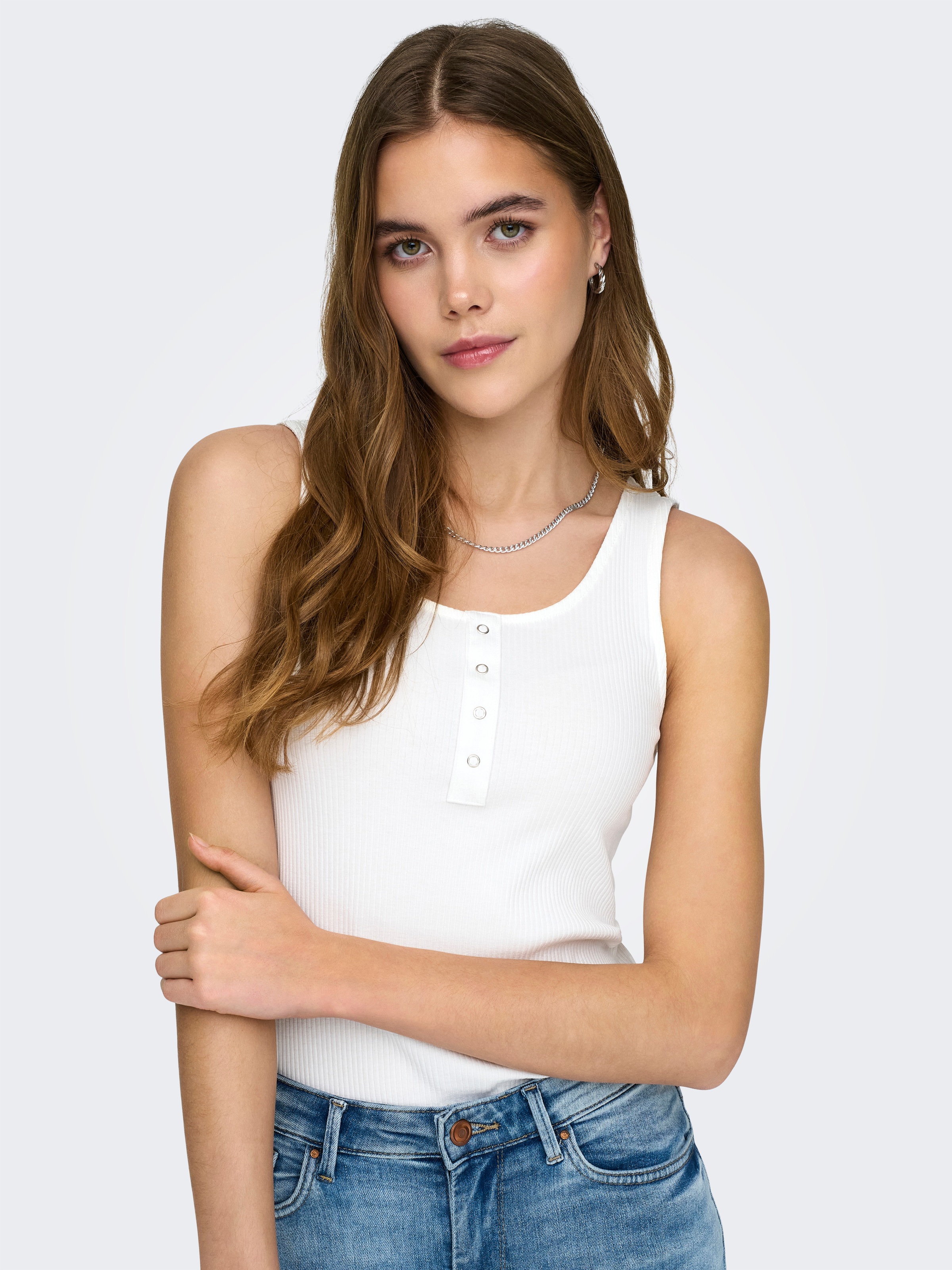 ONLY Ripptanktop »ONLSIMPLE LIFE S/L BUTTON TOP JRS CS 2PK« Packung, 2 Stk.