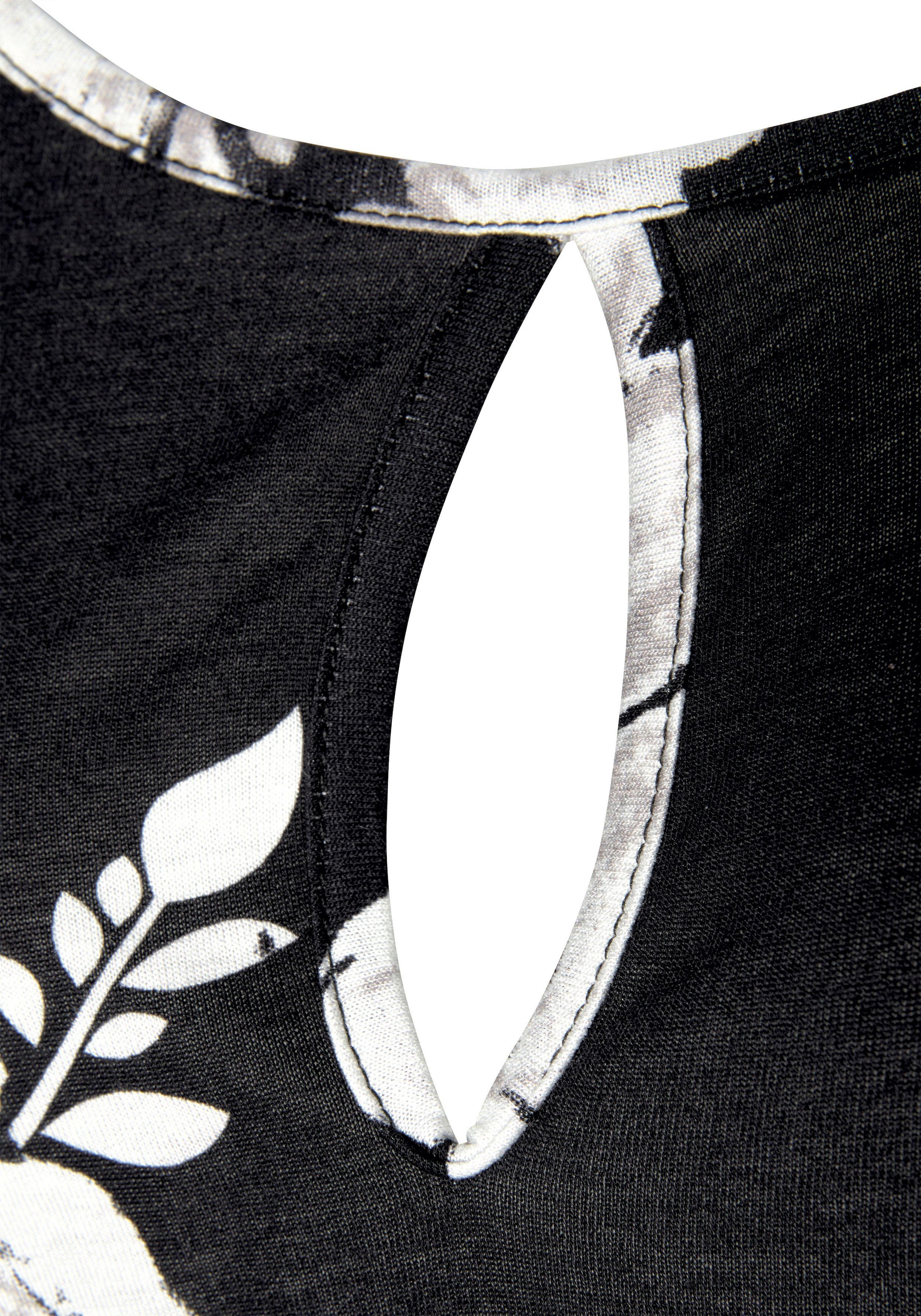 LASCANA 3/4-Arm-Shirt, mit Trompetenärmeln und Cut-Outs, Blumenprint, Blusenshirt