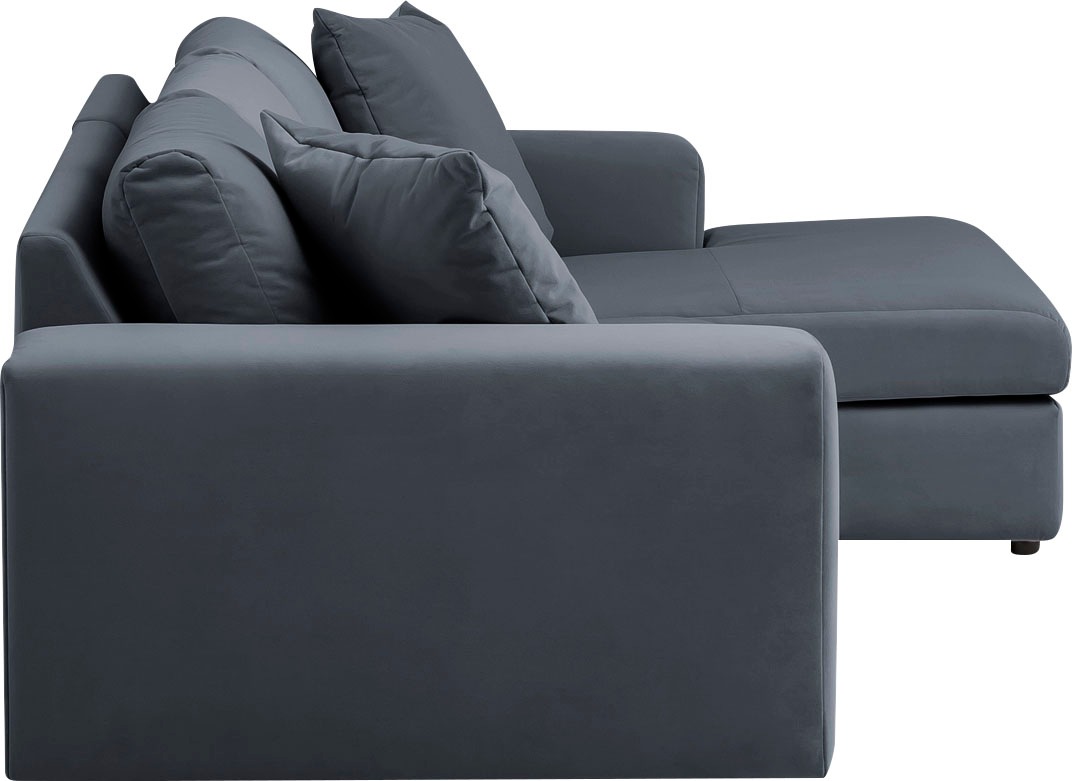 andas Ecksofa »SLEETLAND XXL in Samtvelours oder Vintage-Leder-Optik, L-Form,«, besonders groß und bequem