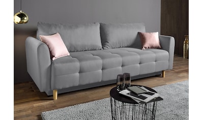 Schlafsofa Nordic, inklusive Bettkasten und Zierkissen