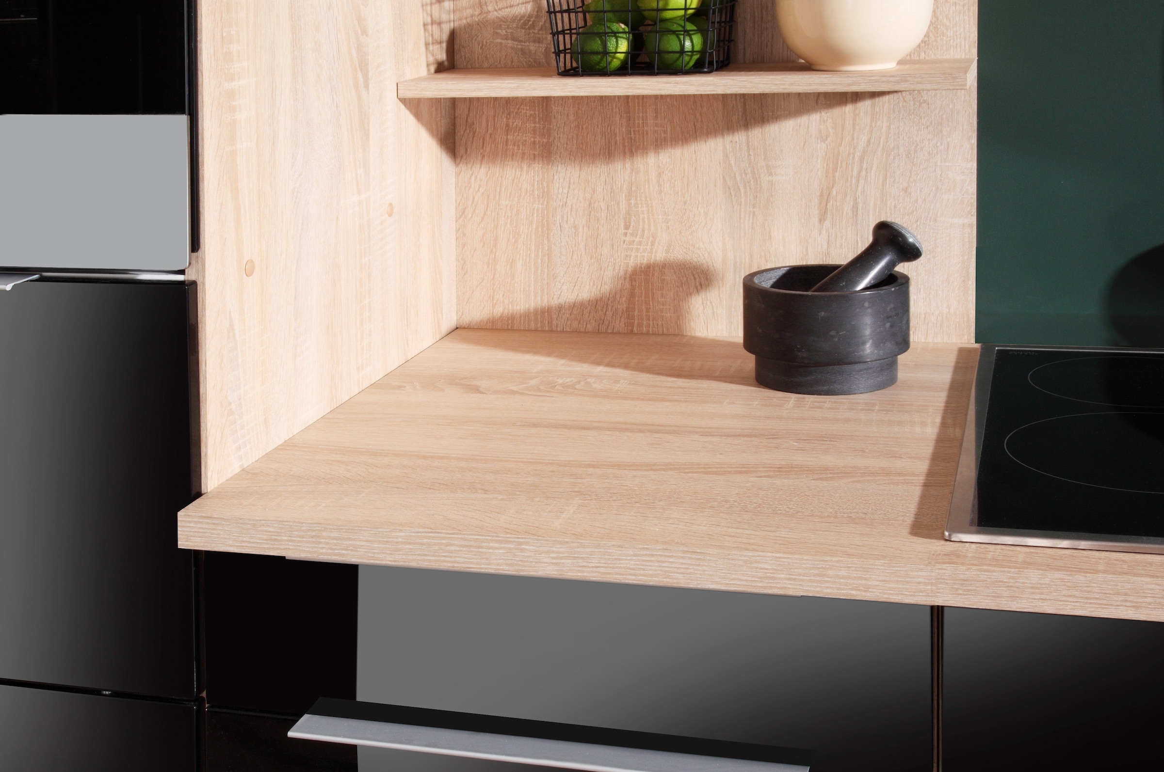KOCHSTATION Küchenzeile »KS-Brindisi Breite 330 cm«, wahlweise mit E-Geräten und Induktion, mit MDF-Fronten und Regal