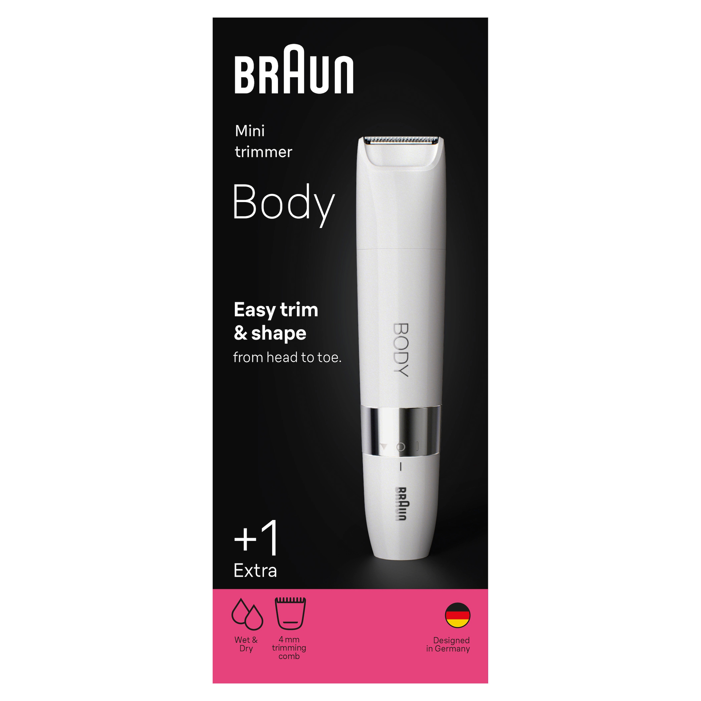 Braun Elektrokörperrasierer »BS1000« 1 Stk. Aufsätze Körpertrimmer zum einfachen Trimmen & Formen, + 1 Extra, BS1000, Weiß