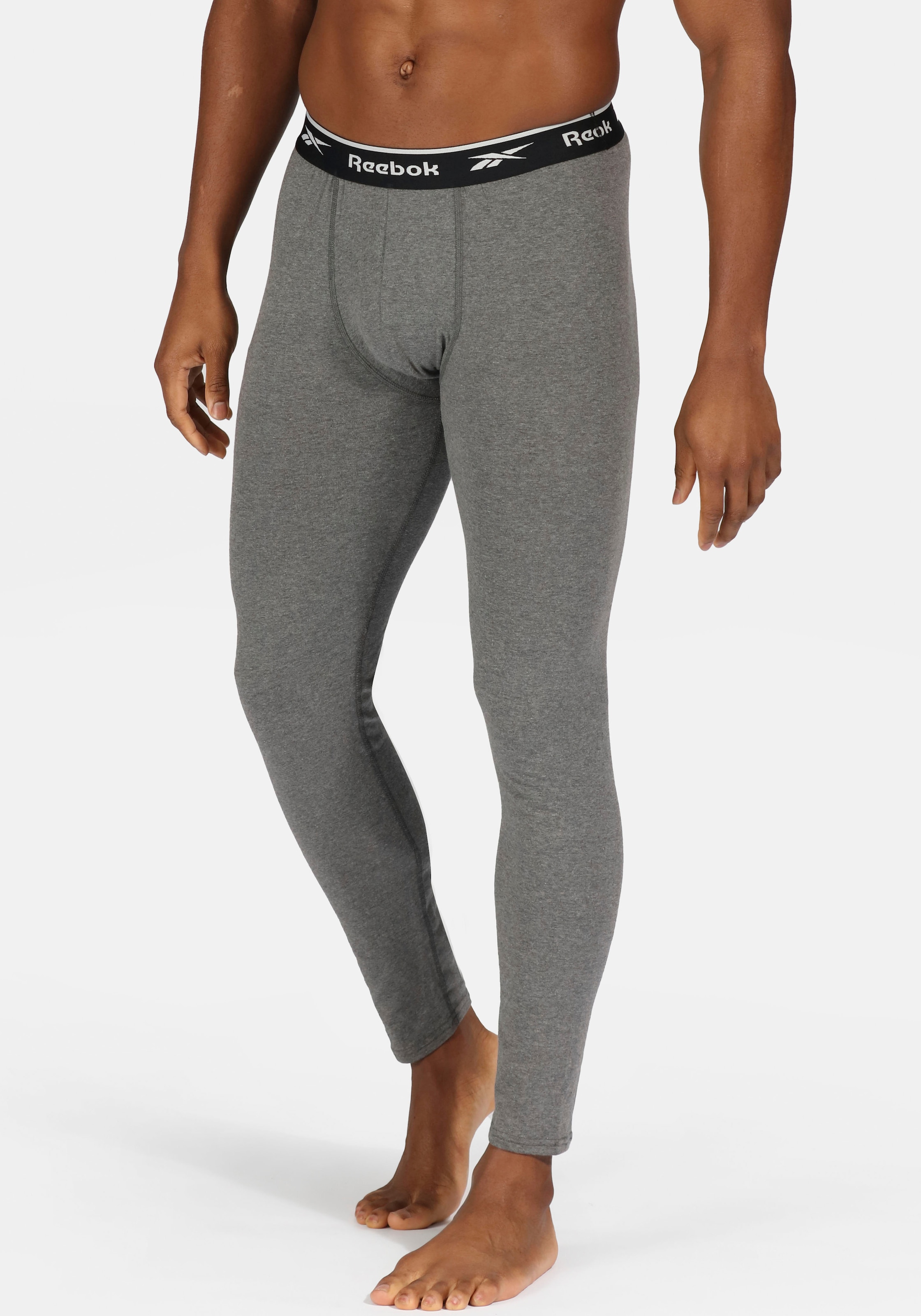 Reebok Lange Unterhose »JOHNY« basic, lang, atmungsaktiv, mit Logo, breiter Bund, Baumwollmix