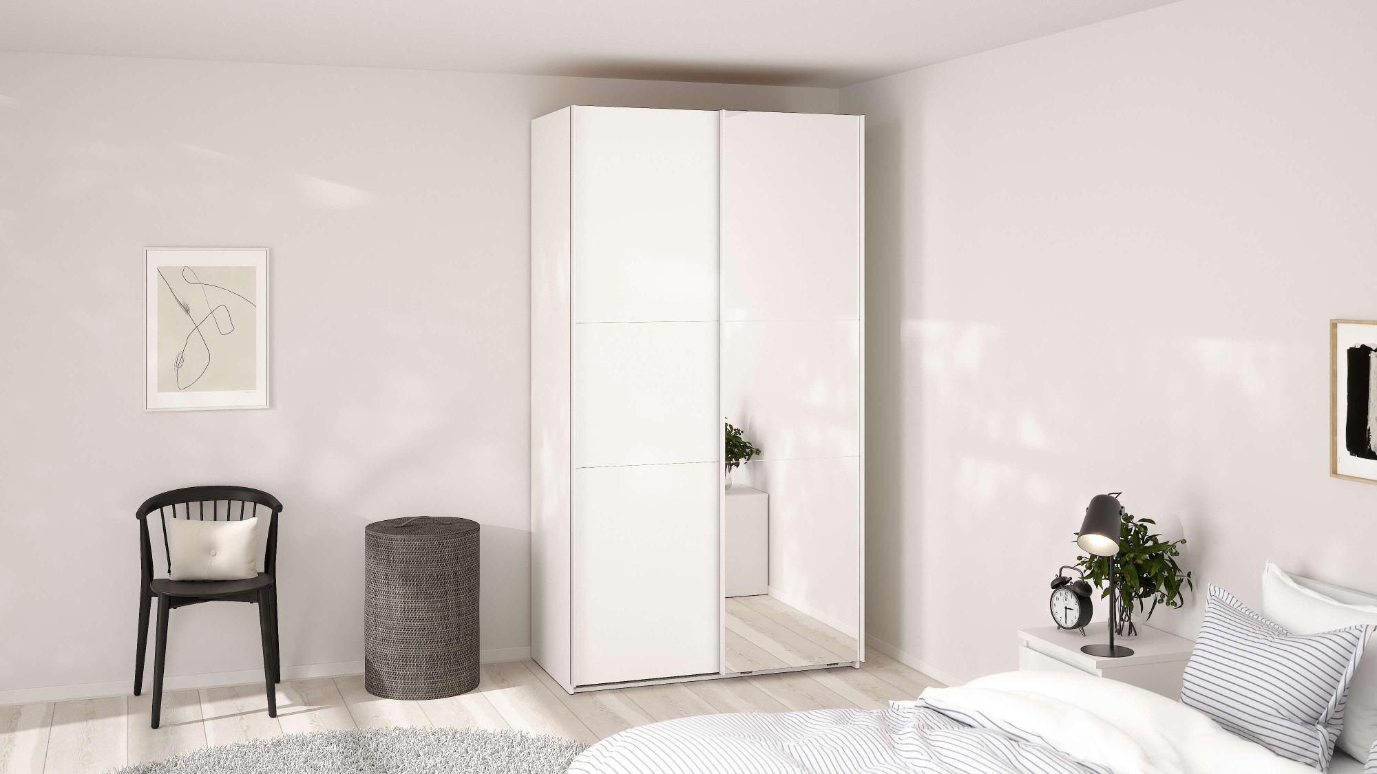 Home affaire Schwebetürenschrank »Como«, 1 Schiebetür, 1 Spiegelschiebetür, Kleiderstange, Einlegeboden