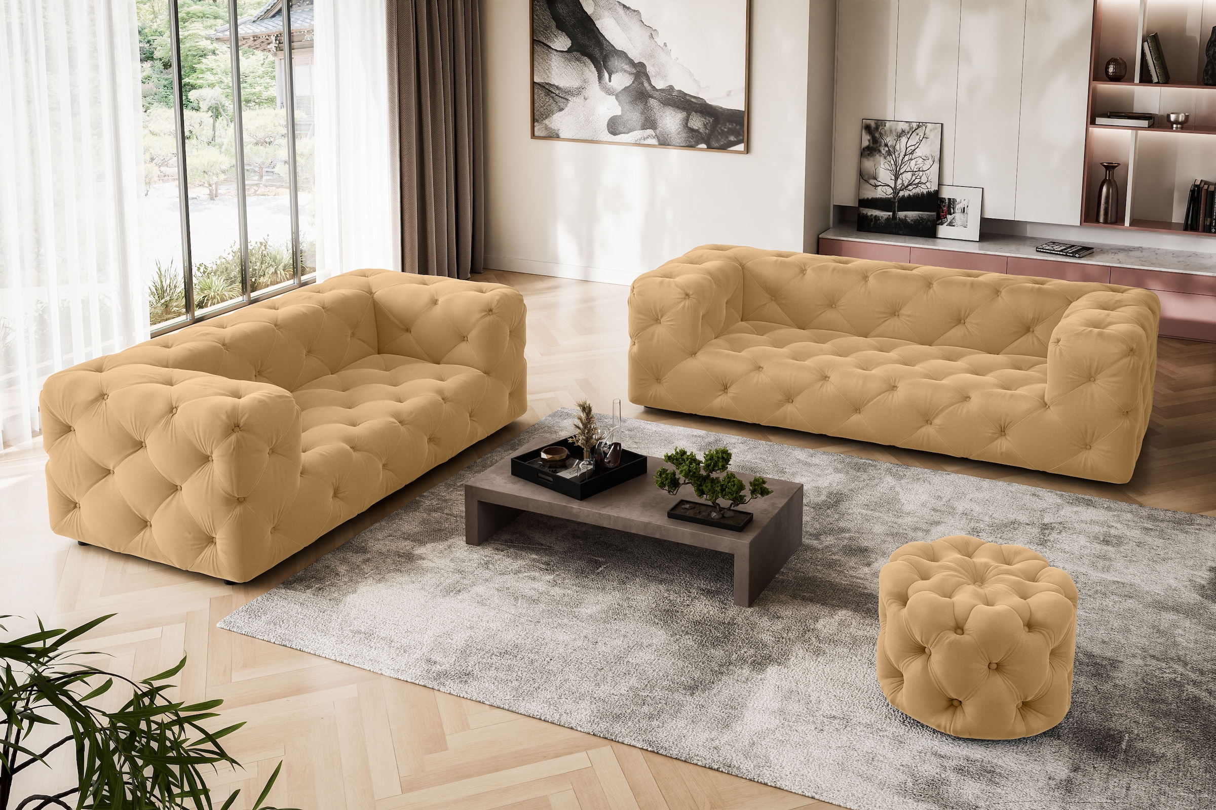 Places of Style 2-Sitzer »FOLLINA«, 2-Sitzer Sofa mit klassischer Chesterfi günstig online kaufen
